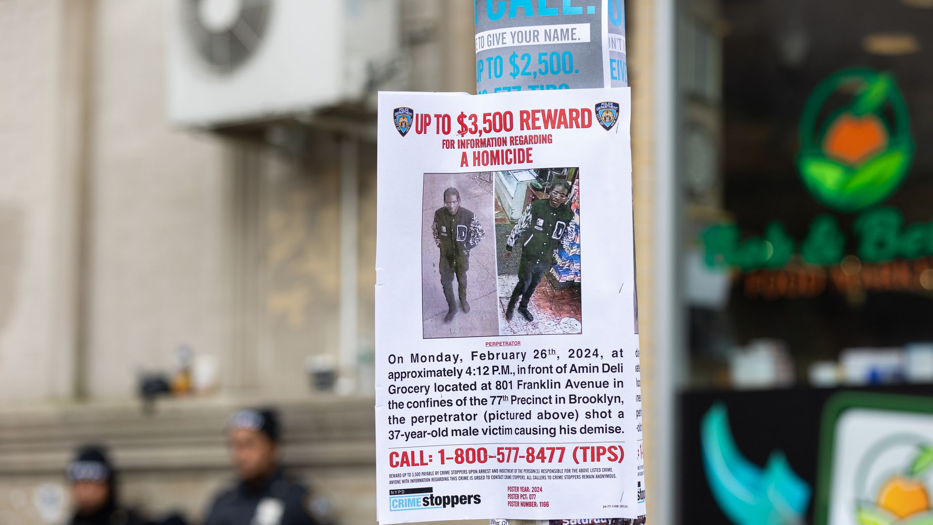 A wanted poster shows a man from security camera footage and a up to $3,500 reward