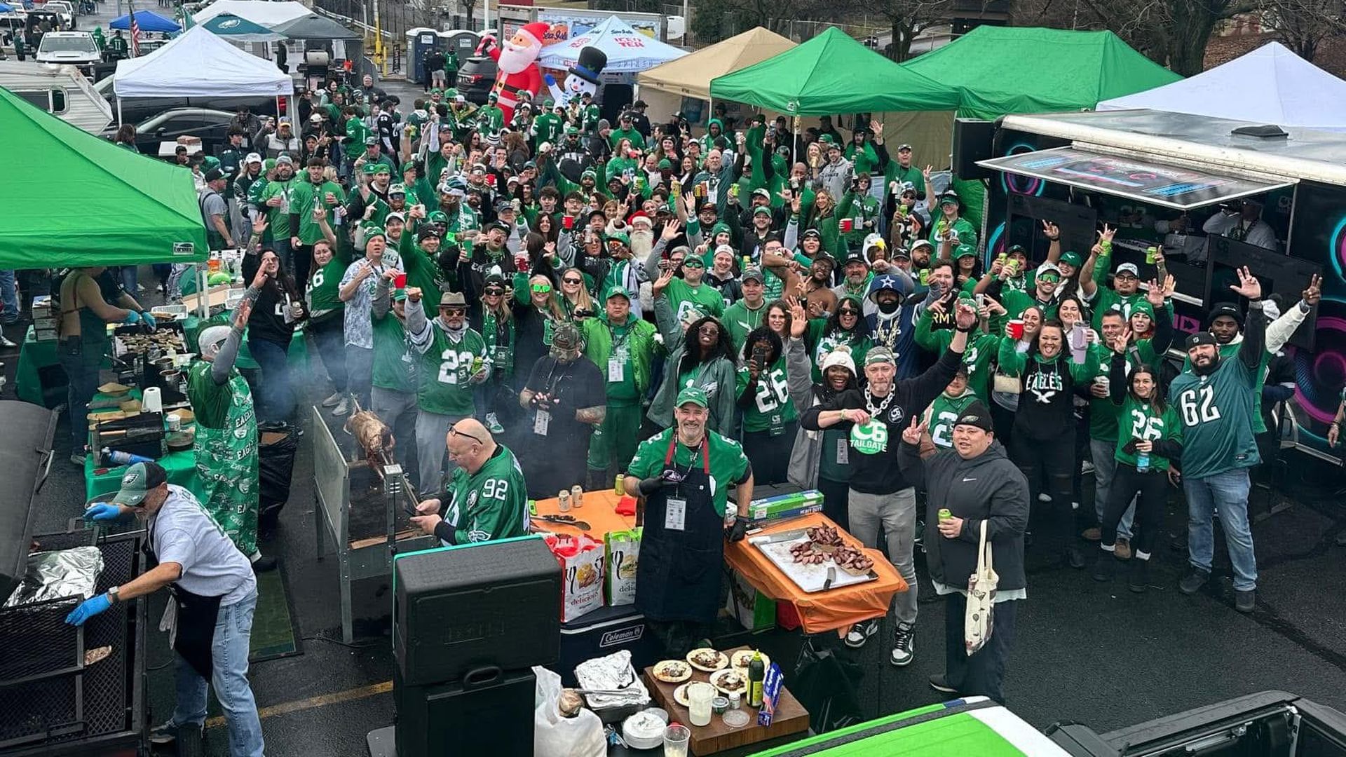 Aerial view of the C6 section tailgate in front of Lincoln Financial Field. 