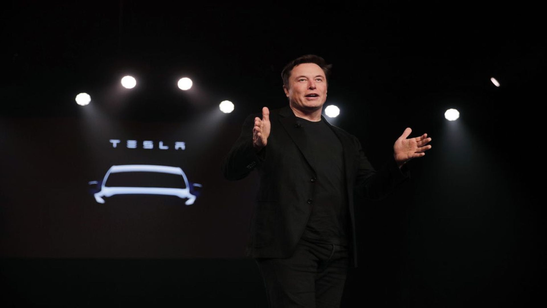 Musk unveils the Model Y at Tesla's design studio in Hawthorne, Calif., in March. Photo: Jae C. Hong/AP
