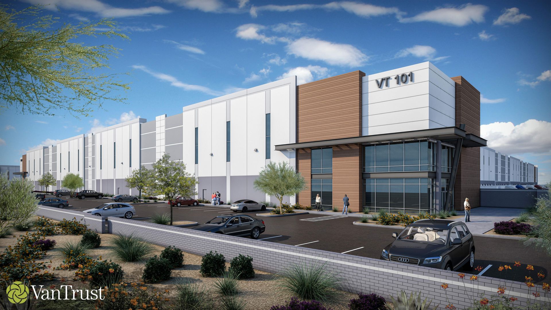 An artist's rendering of an industrial park.