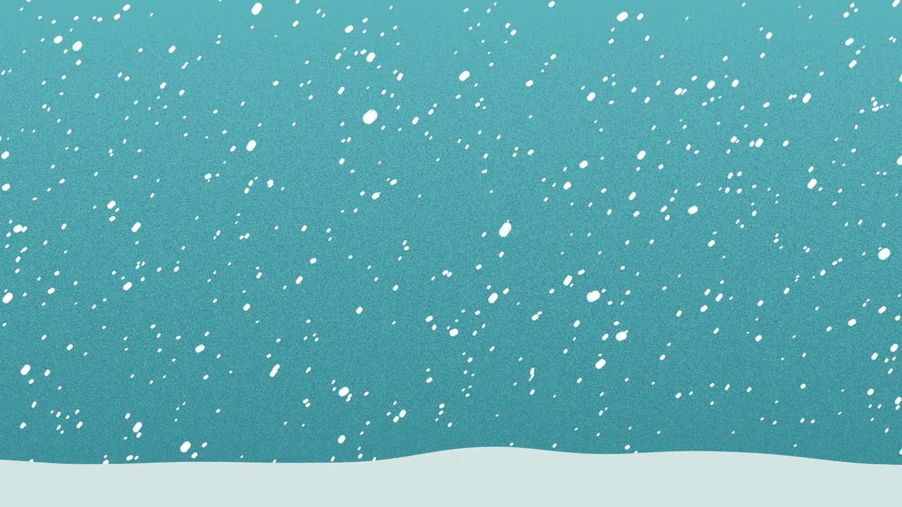 Illustration of snowfall accumulating and being shoveled off the screen.