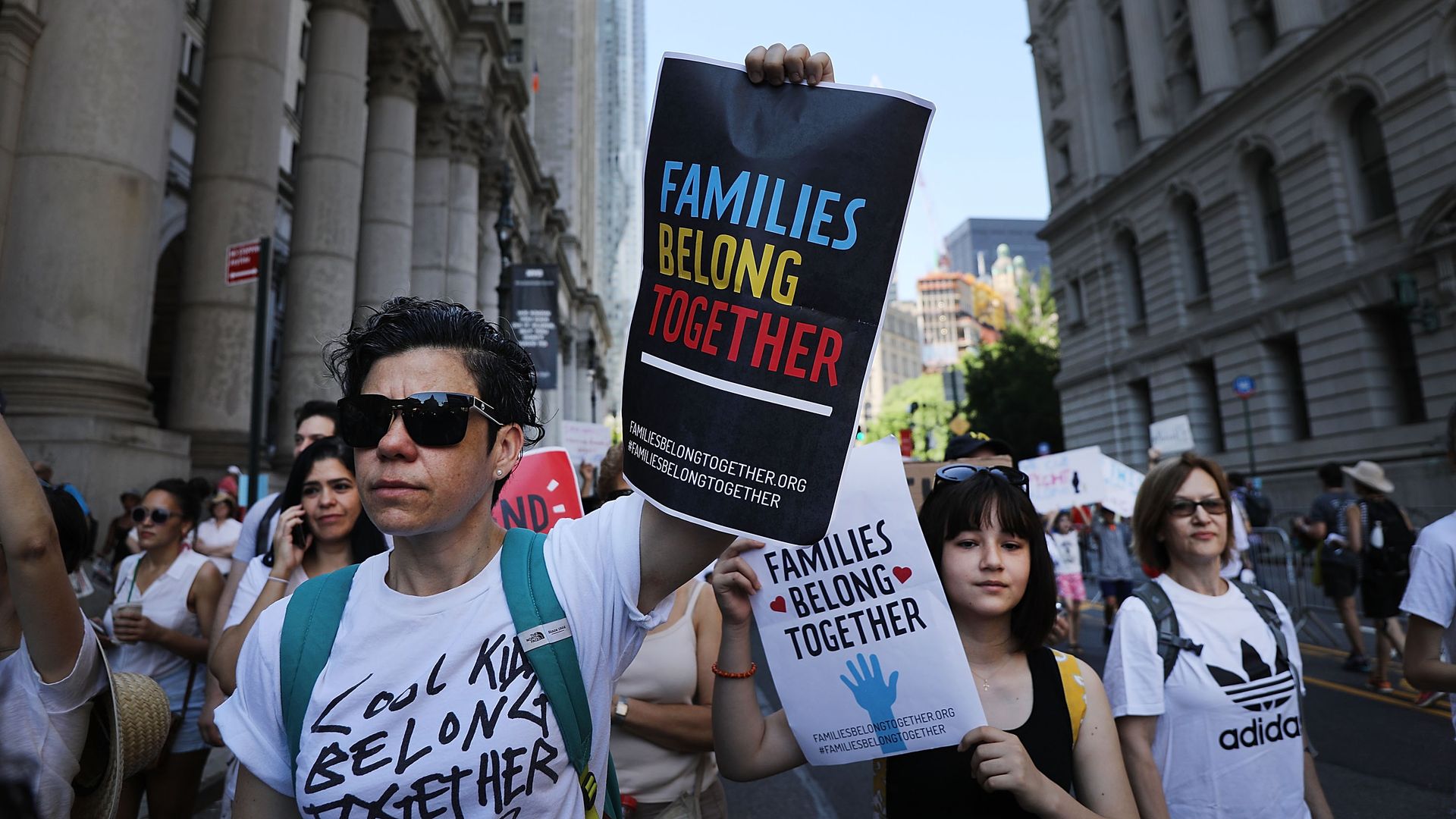 People protesting family separation in June 2018.