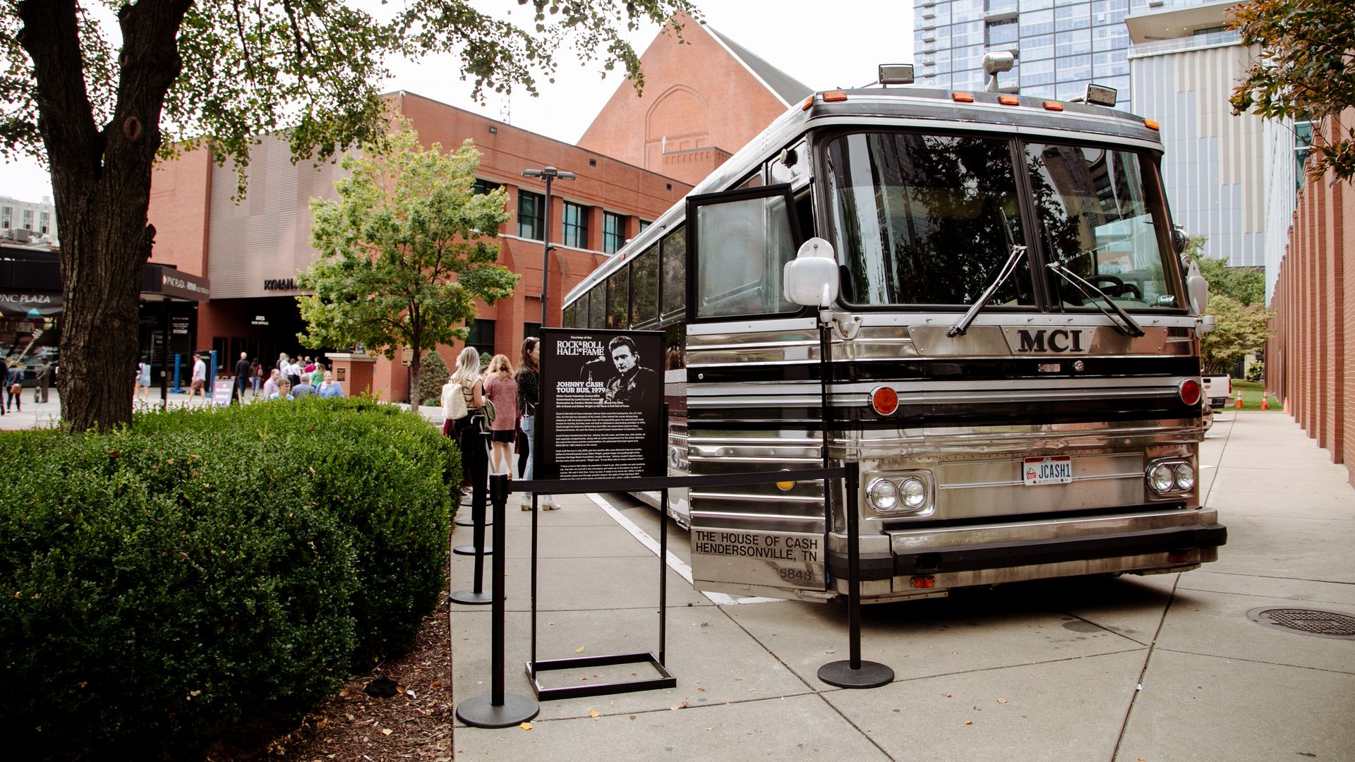 Johnny Cash's tour bus parked outside the Ryman