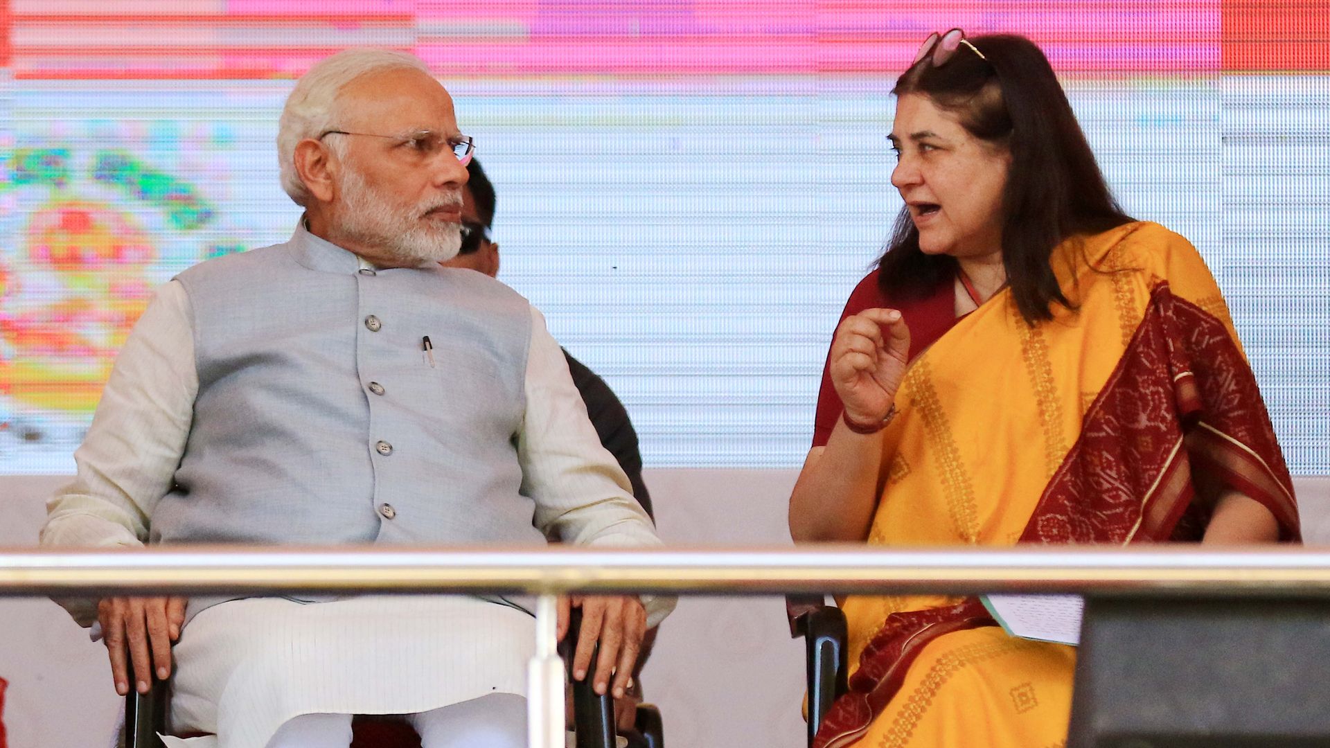 Prime Minister Narendra Modi and Union Minister Maneka Gandhi on International Women's Day
