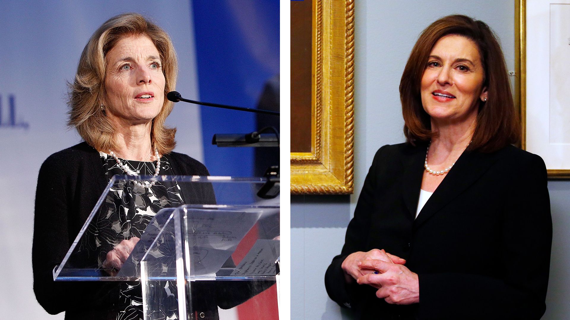 Caroline Kennedy and Vicki Kennedy are pictured in two photos side by side