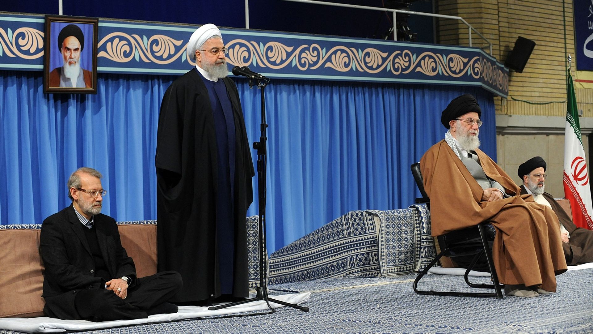 Rouhani and Khamanei on stage together