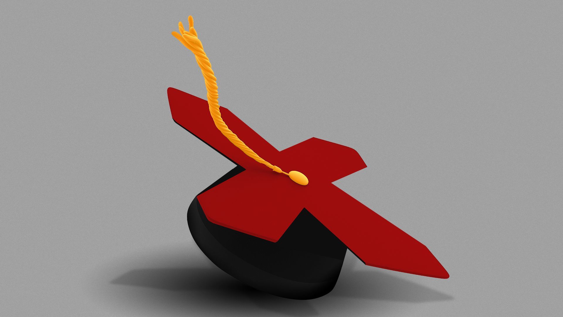 Illustration of a graduation cap with a top the shape of a red x