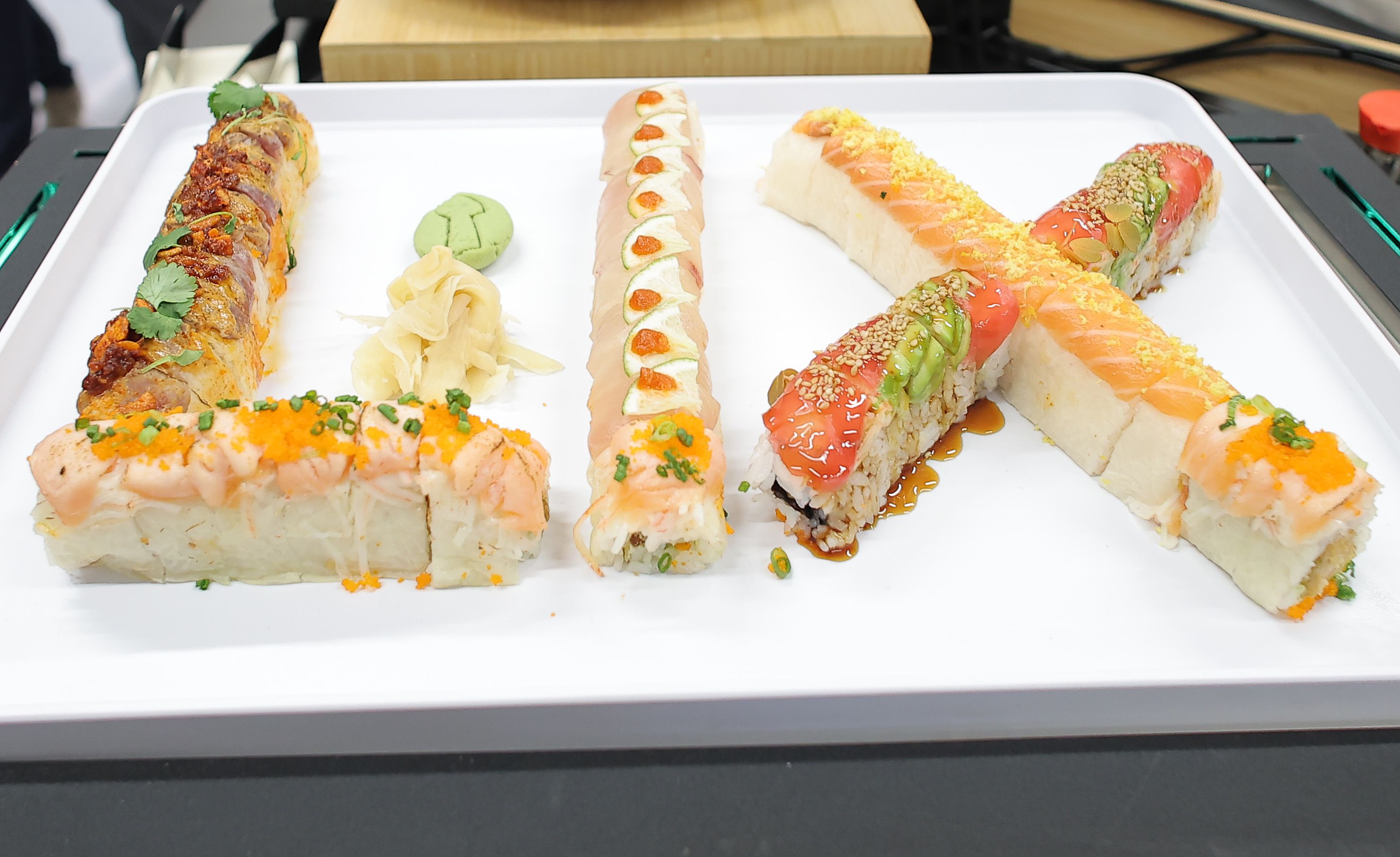 Photo shows the LIX logo in sushi.