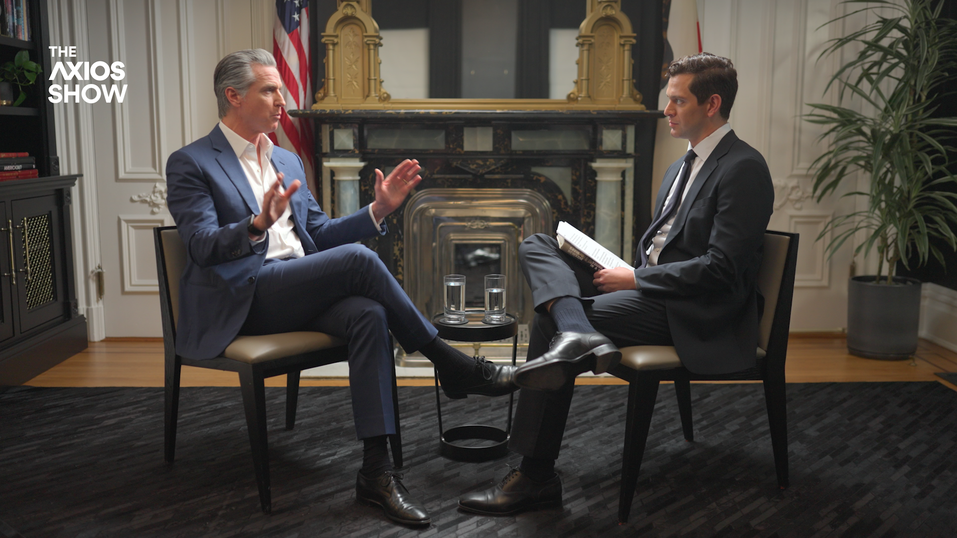 Gov. Gavin Newsom (D-Calif.) talks to Axios' Alex Thompson