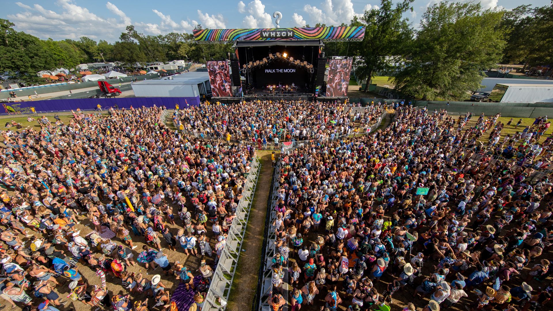 Throngs of fans watching a show at Bonnaroo.
