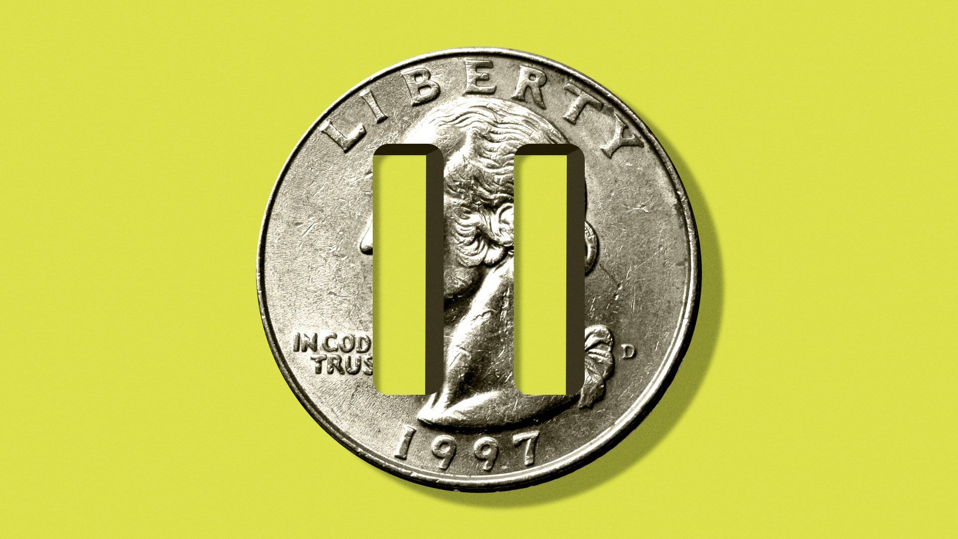 Illustration of quarter with a pause icon cut-out
