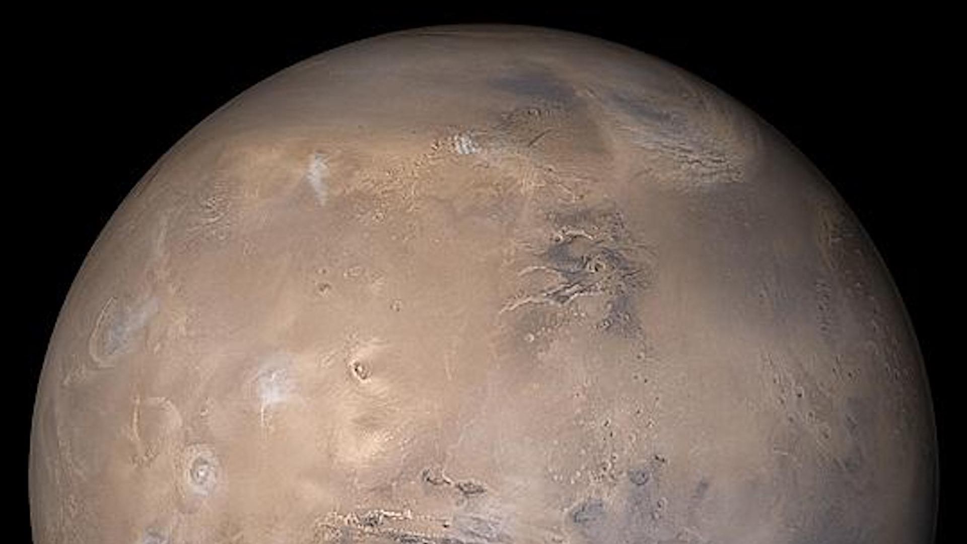 Mars in red seen from orbit in 2003