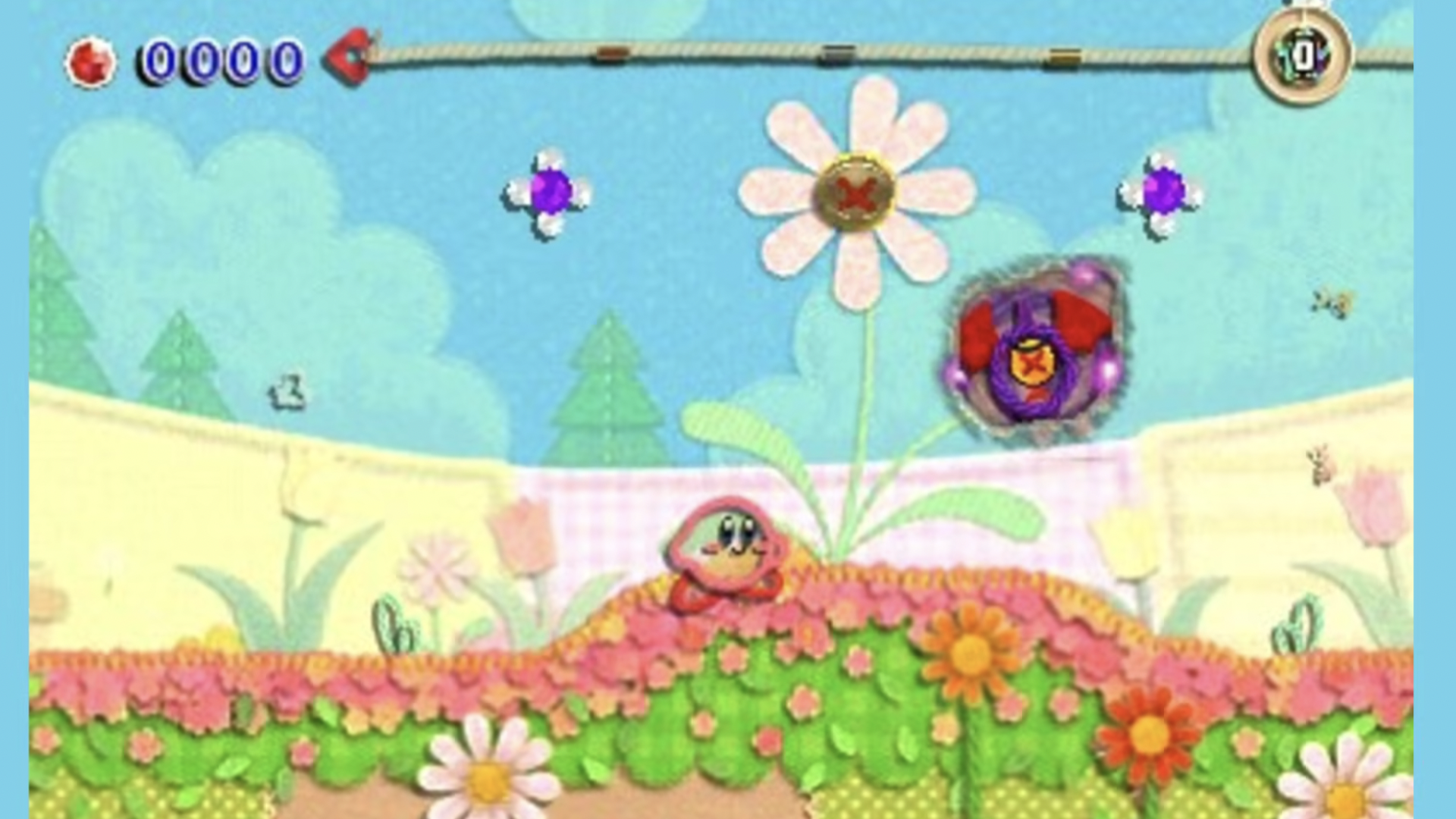 Screenshot from Kirby's Extra Epic yarn.