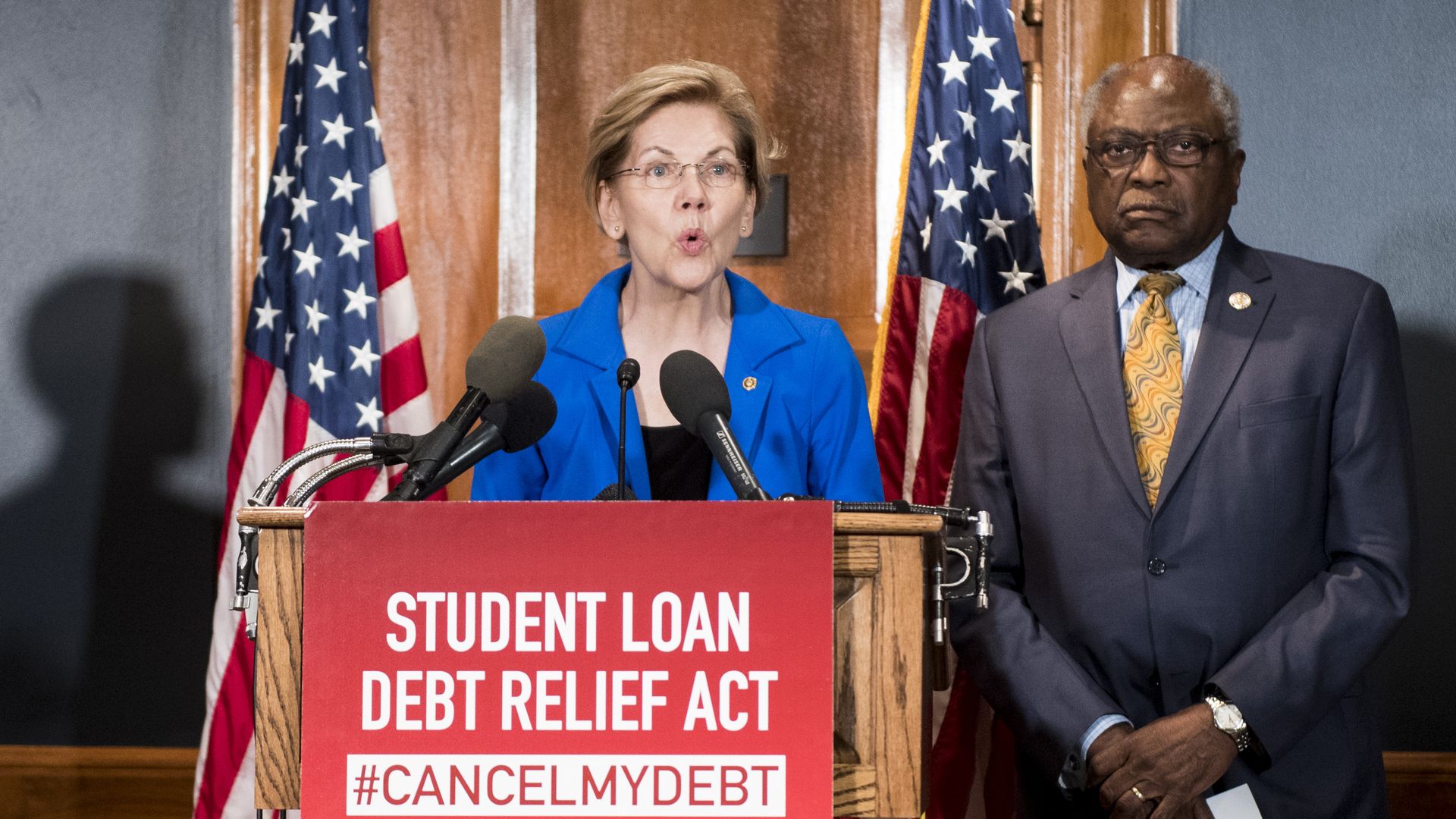 : Sen. Elizabeth Warren, D-Mass., and House Majority Whip Jim Clyburn, D-S.C., hold a press conference.