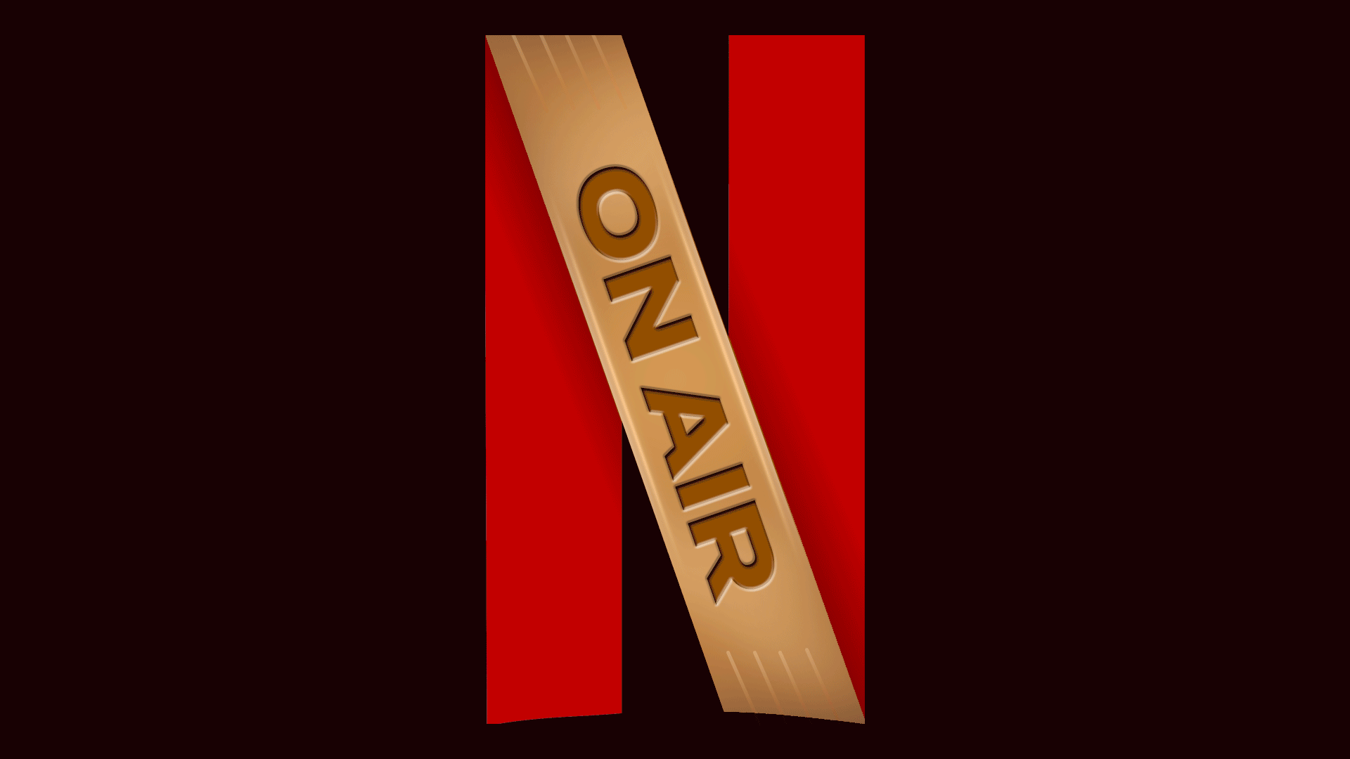 Illustration of the Netflix logo with ON AIR lighting up in the middle stroke of the N