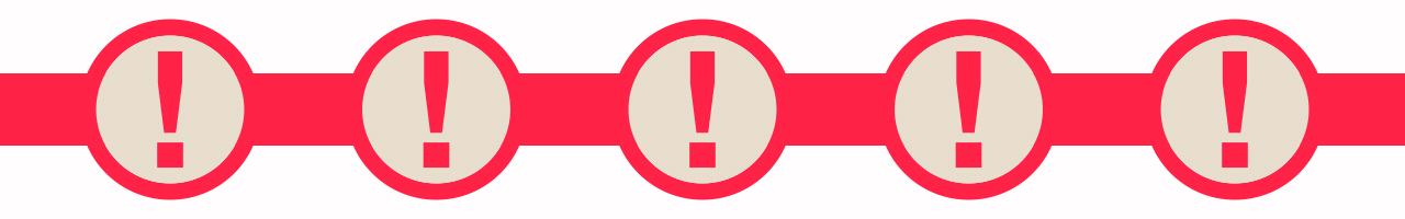 Animated series of red exclamation points in red circles over a red stripe that increase and decrease in size one after the other.