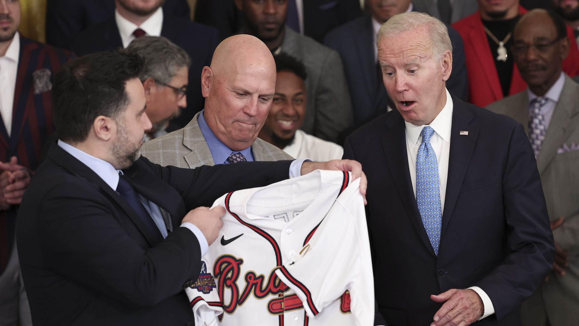 Atlanta Braves present Biden with a jersey