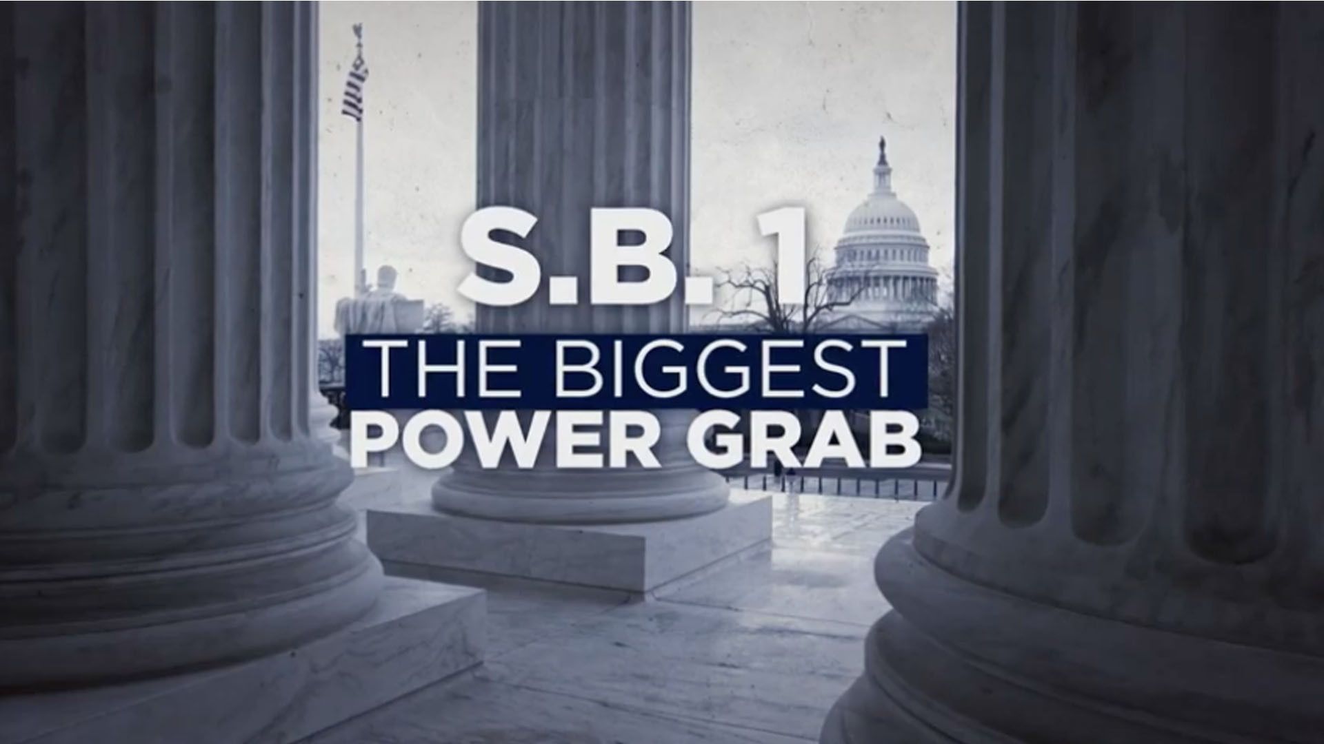 A screengrab of a GOP ad attacking S.1 as "The biggest power grab"