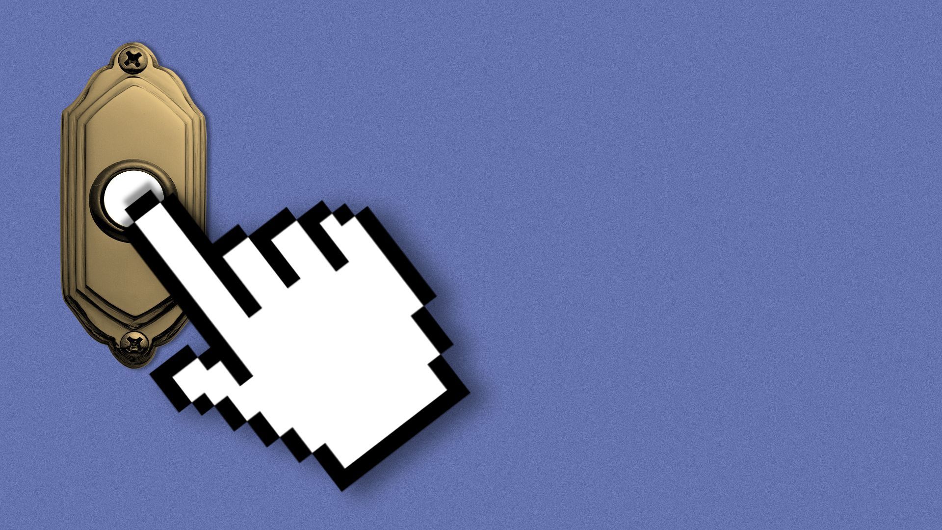 Illustration of a hand cursor ringing a doorbell.
