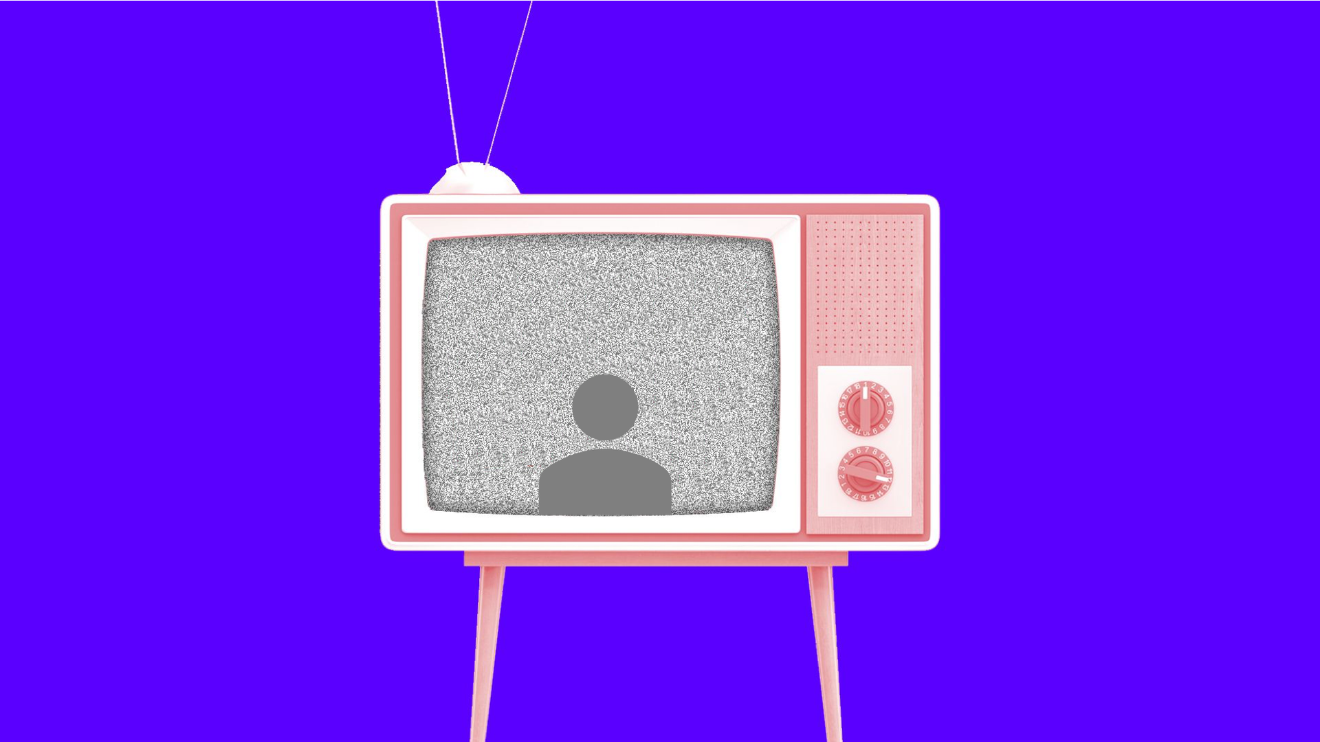 Illustration of a TV set showing a social media icon on screen