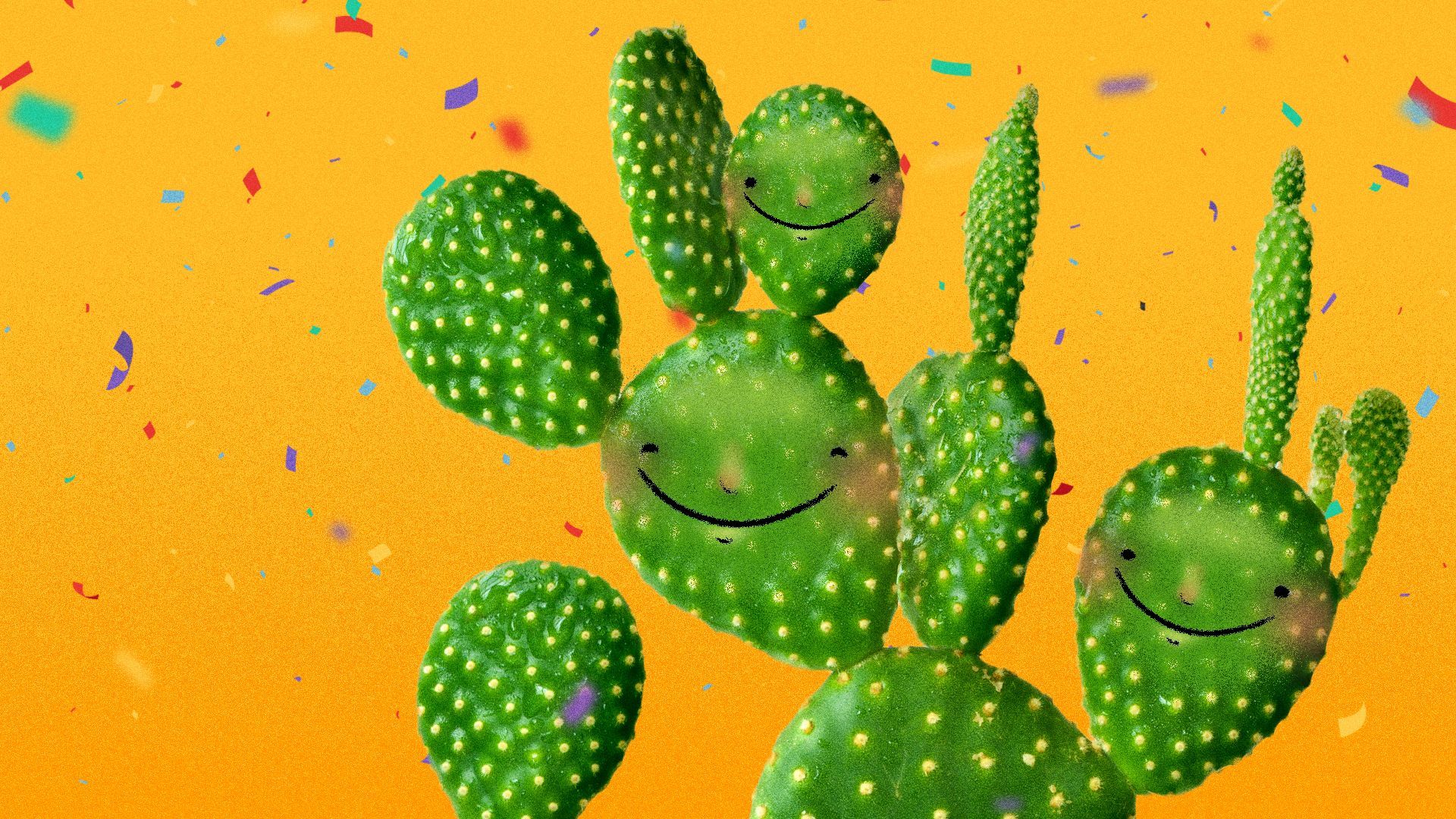 Illustration of a smiling cactus. 