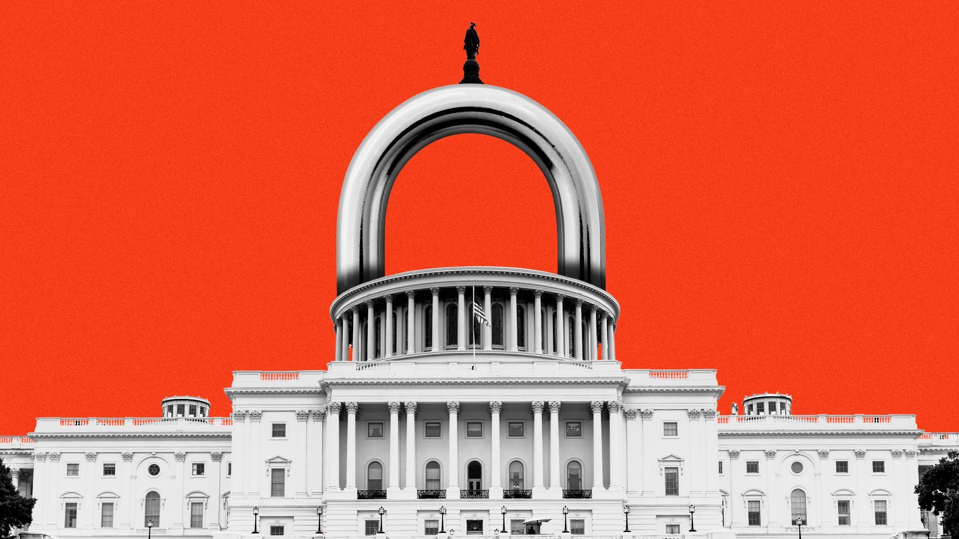 Illustration of the Capitol Building with a closed lock in place of the dome