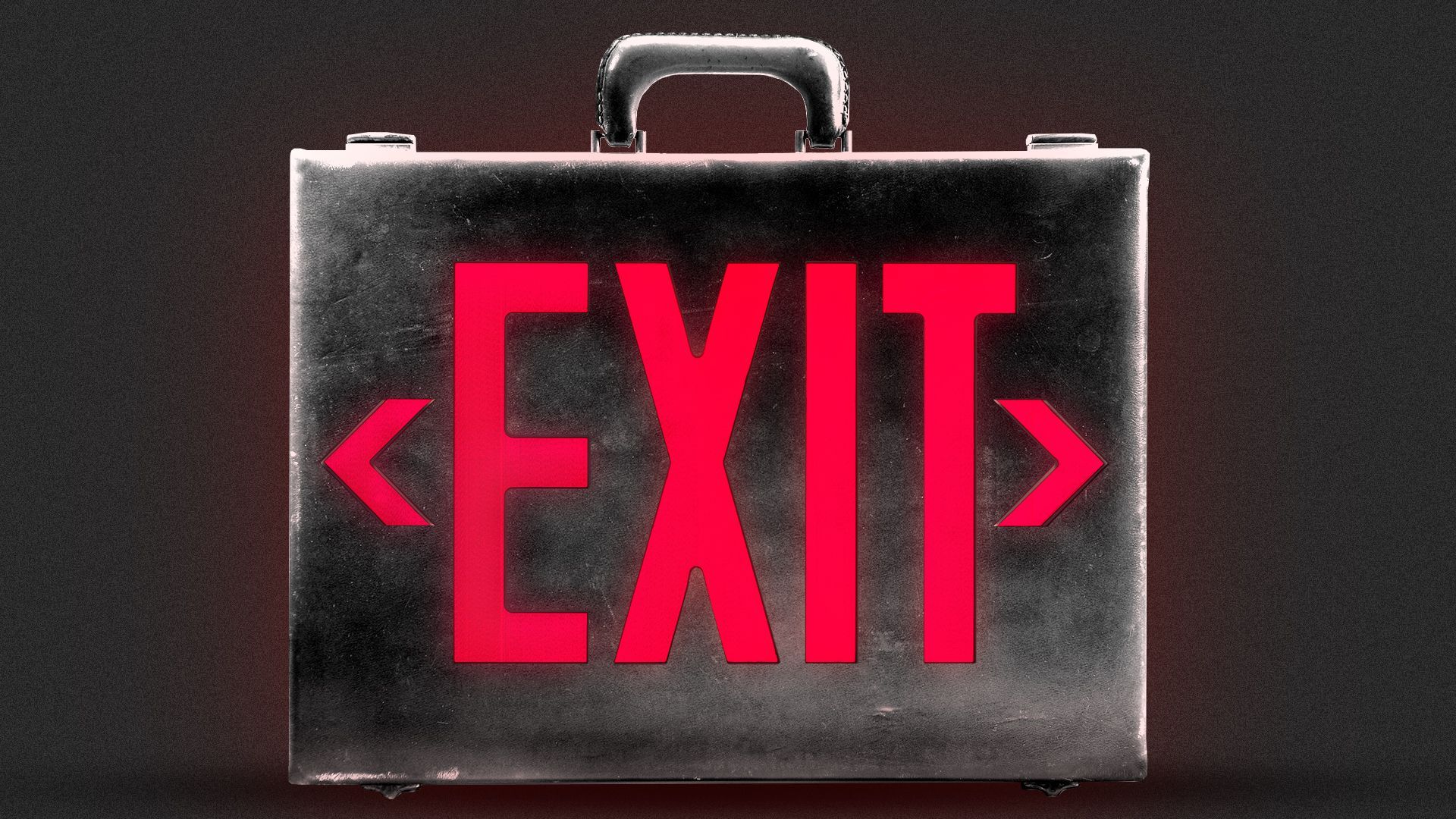 Illustration of a briefcase combined with an emergency exit sign