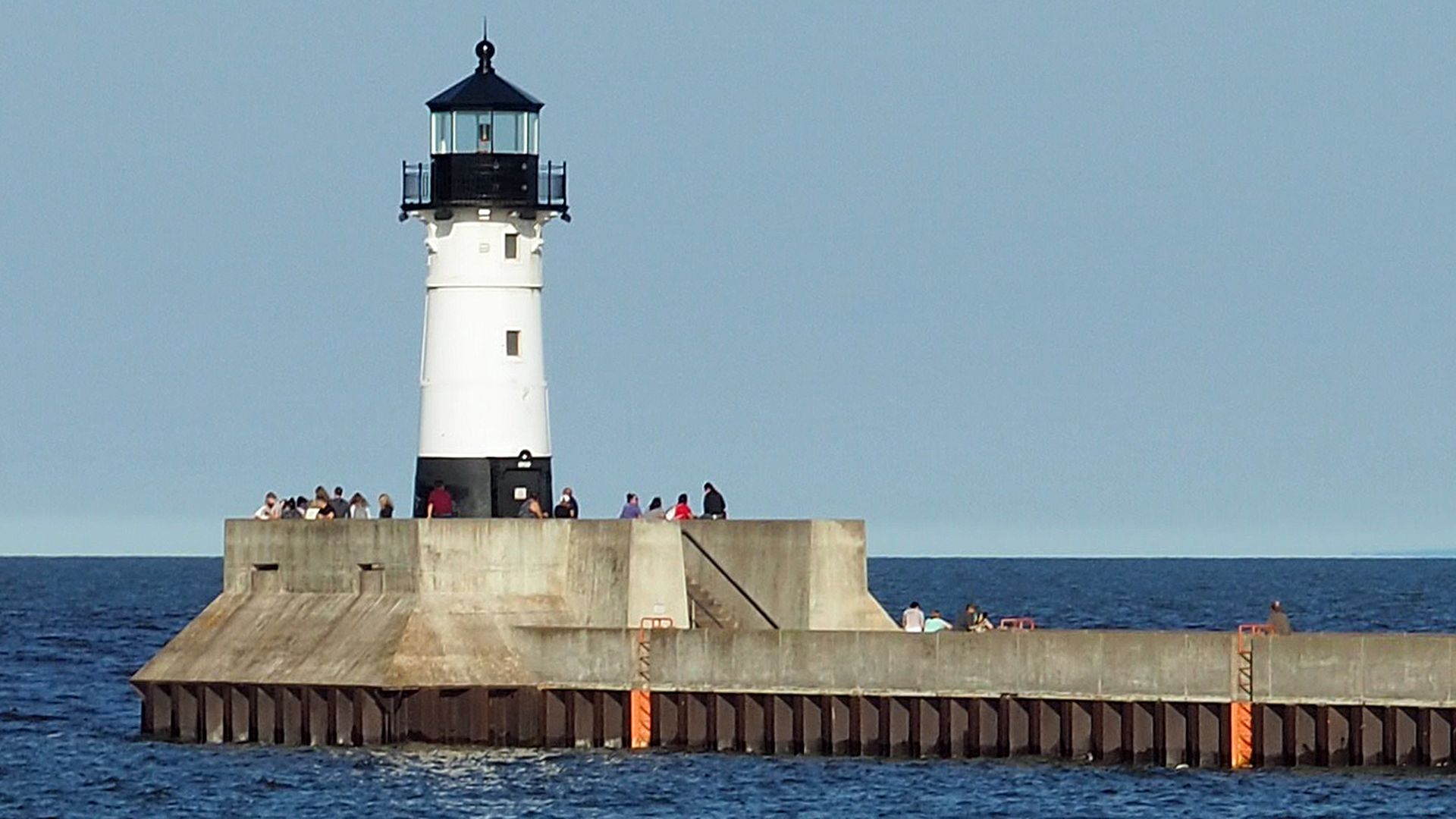The white Duluth light house is pictured