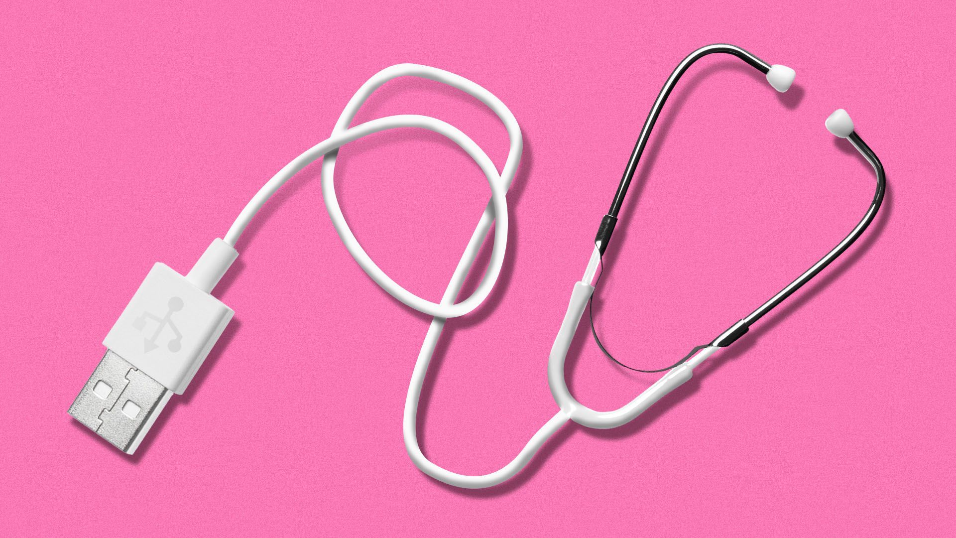 In this illustration, a stethoscope becomes a USB outlet