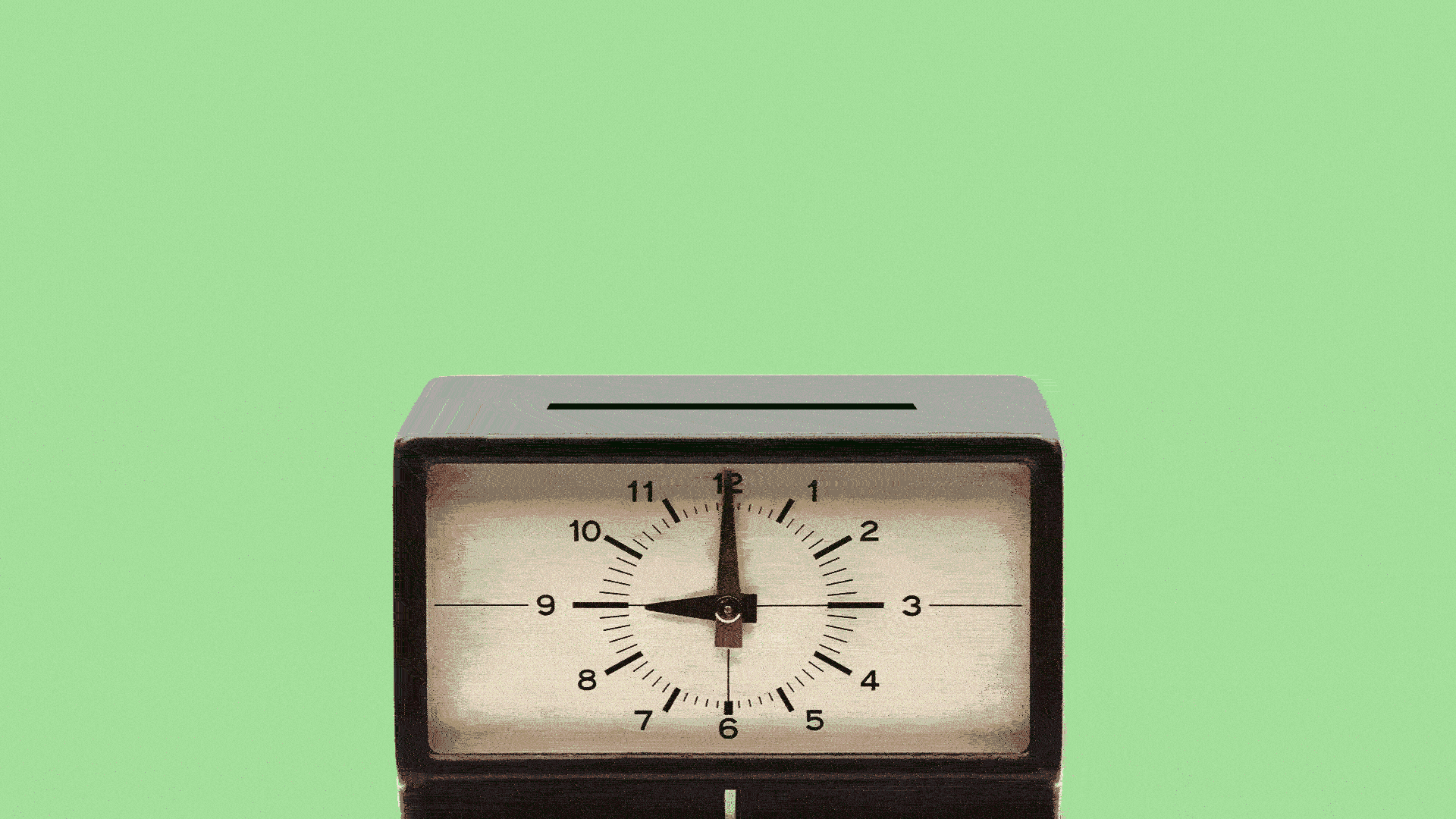 Illustration of a leaf being inserted and punched by a time clock.