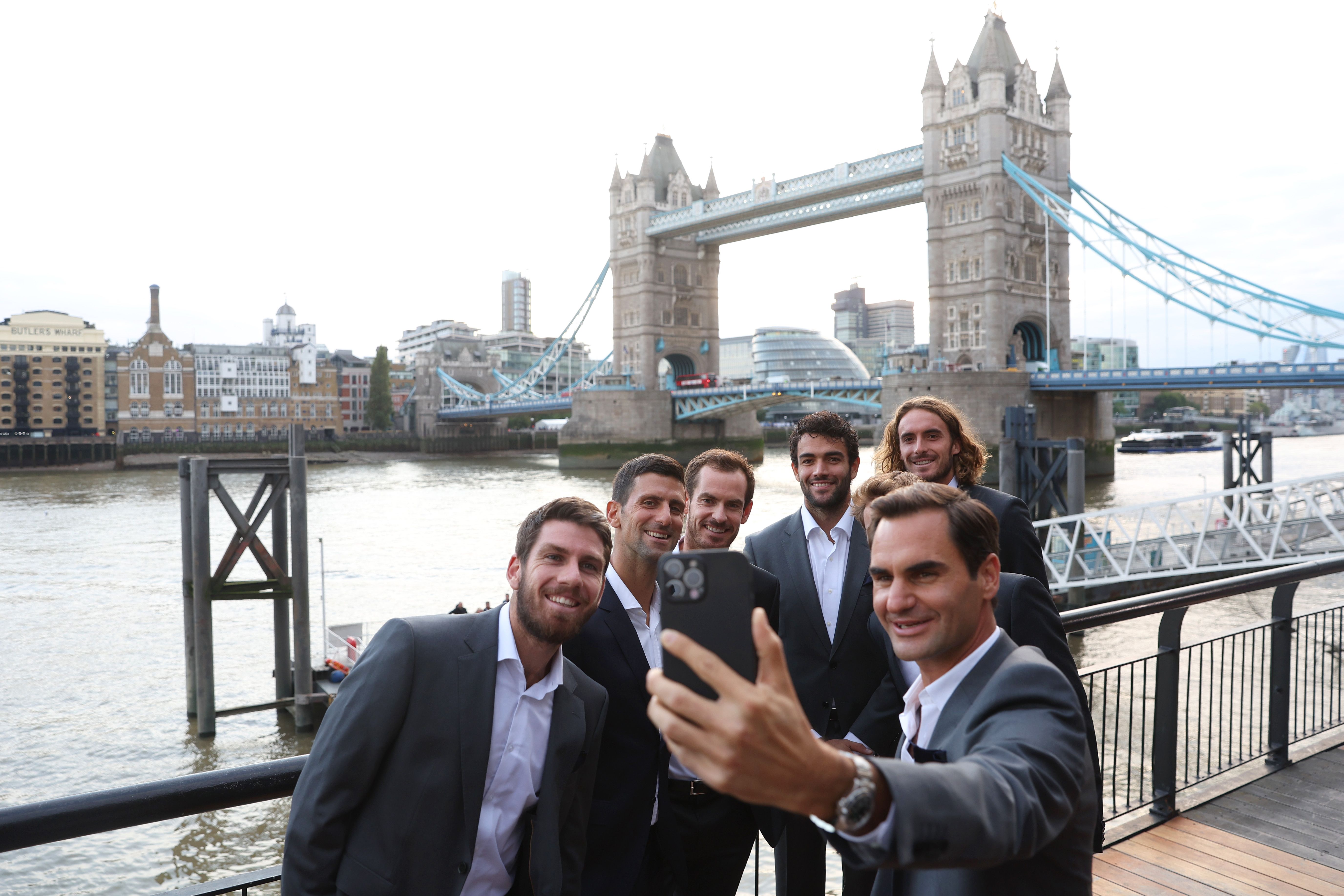 Roger Federer taking a photo