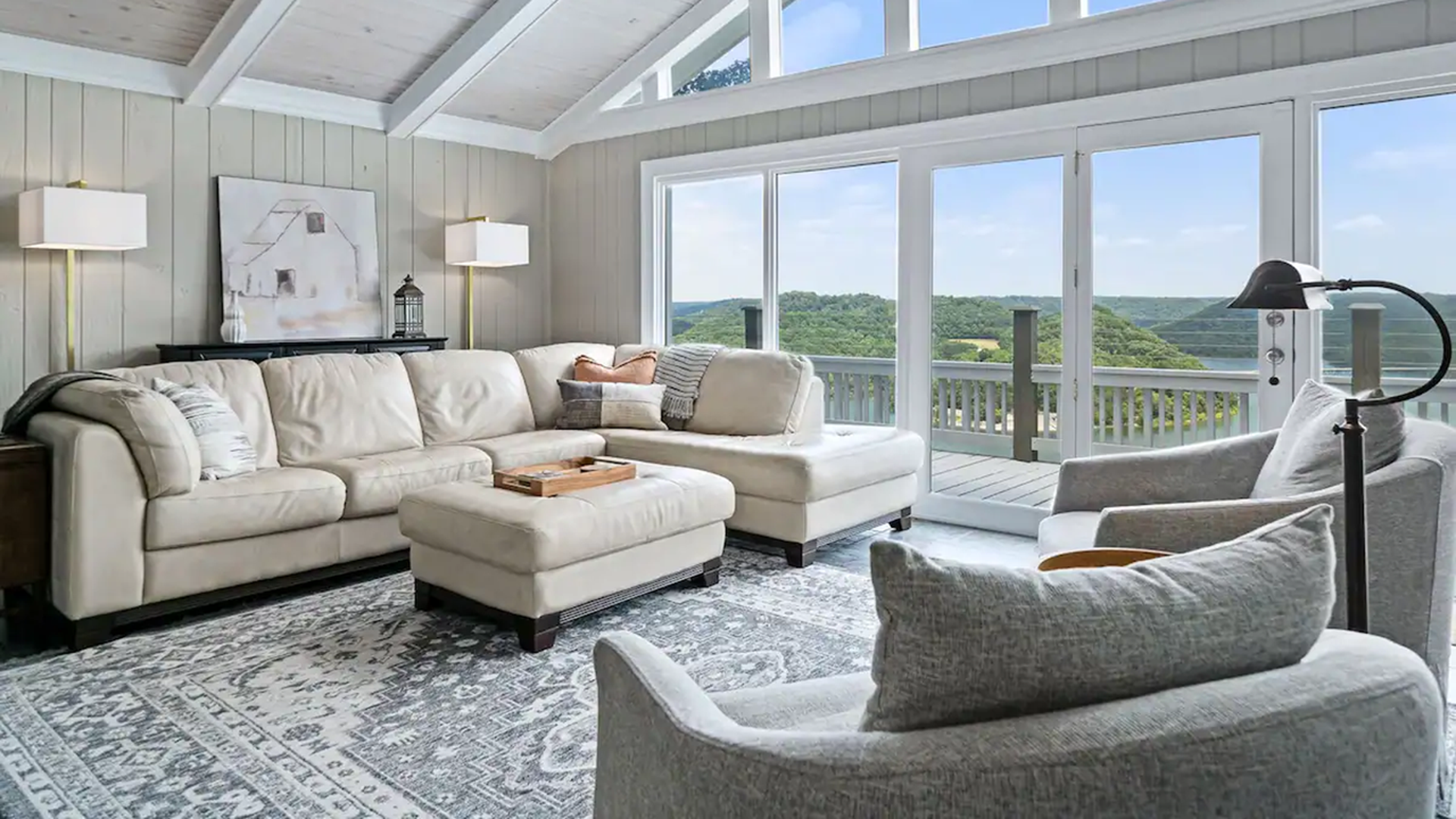 Living room area of Airbnb rental near Center Hill Lake, Tennessee