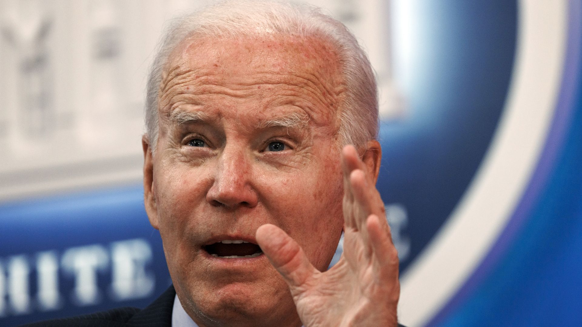 President Joe Biden speaks while meeting virtually with governors.