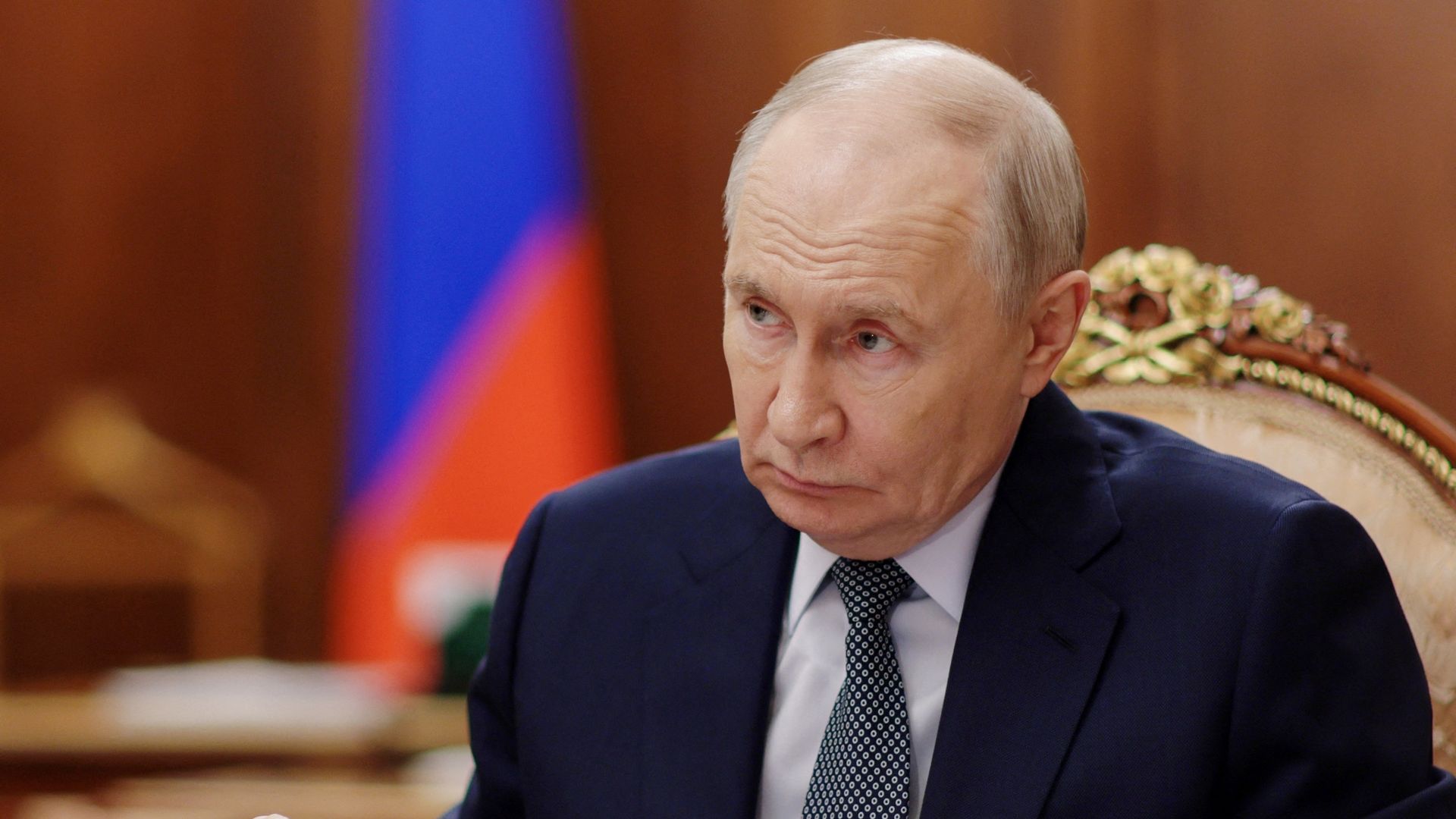 Russia's President Vladimir Putin appears at a meeting in Moscow on August 27, 2026.