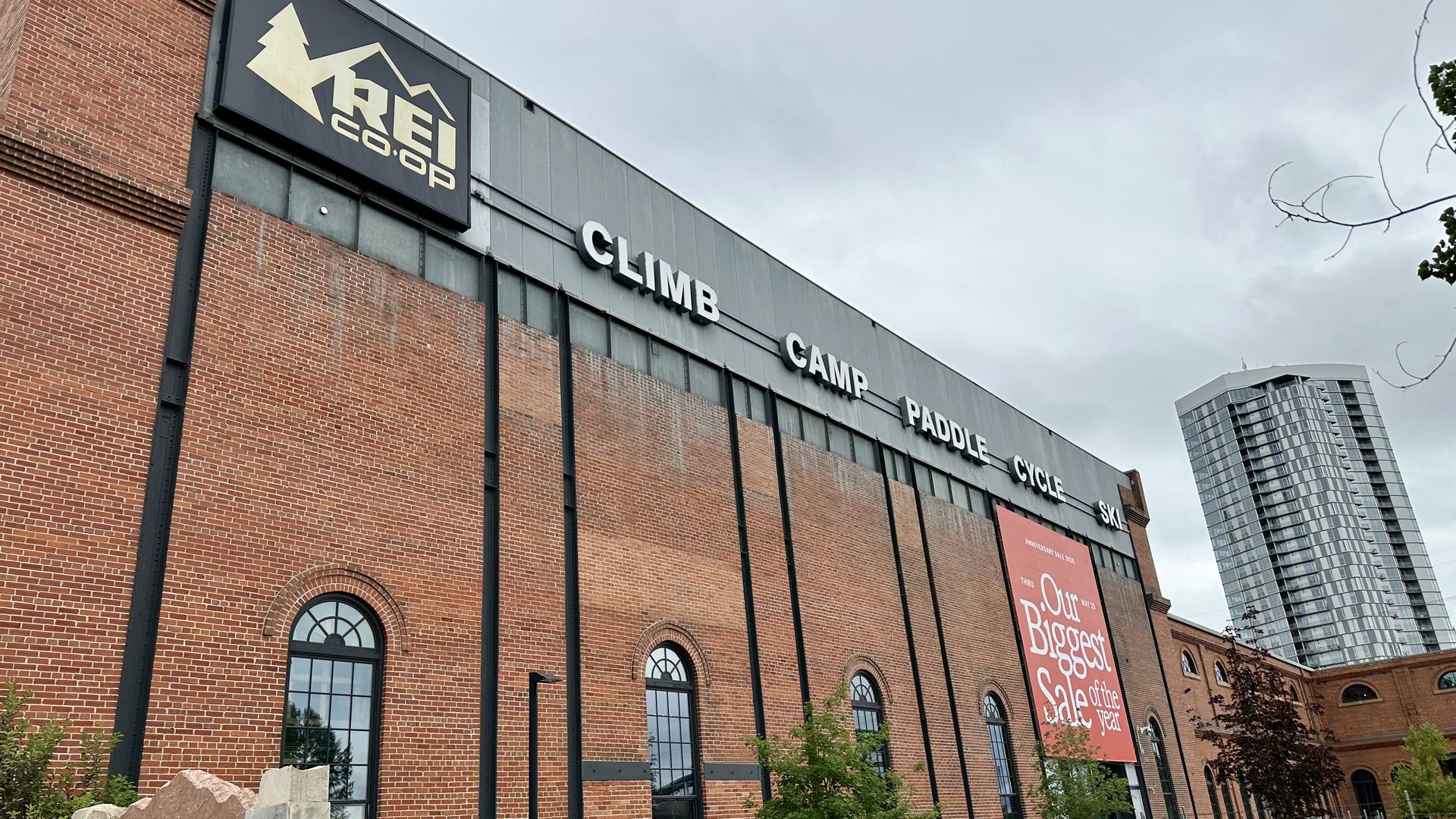 REI's flagship store on Platte Street in Denver. Photo: John Frank/Axios