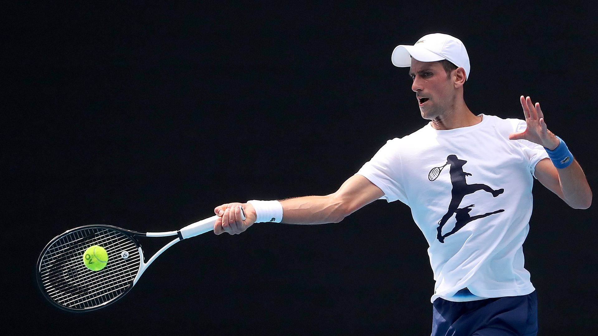 Novak Djokovic practicing in Melbourne, Australia, on Jan. 11.