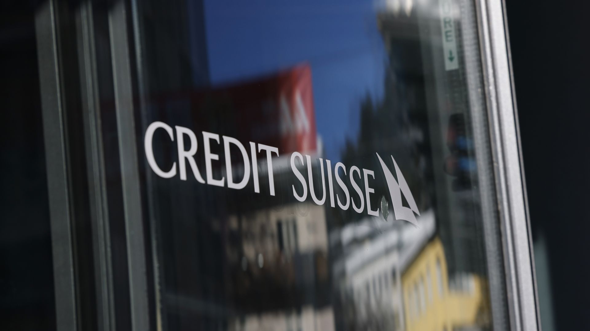 The Credit Suisse logo on a window