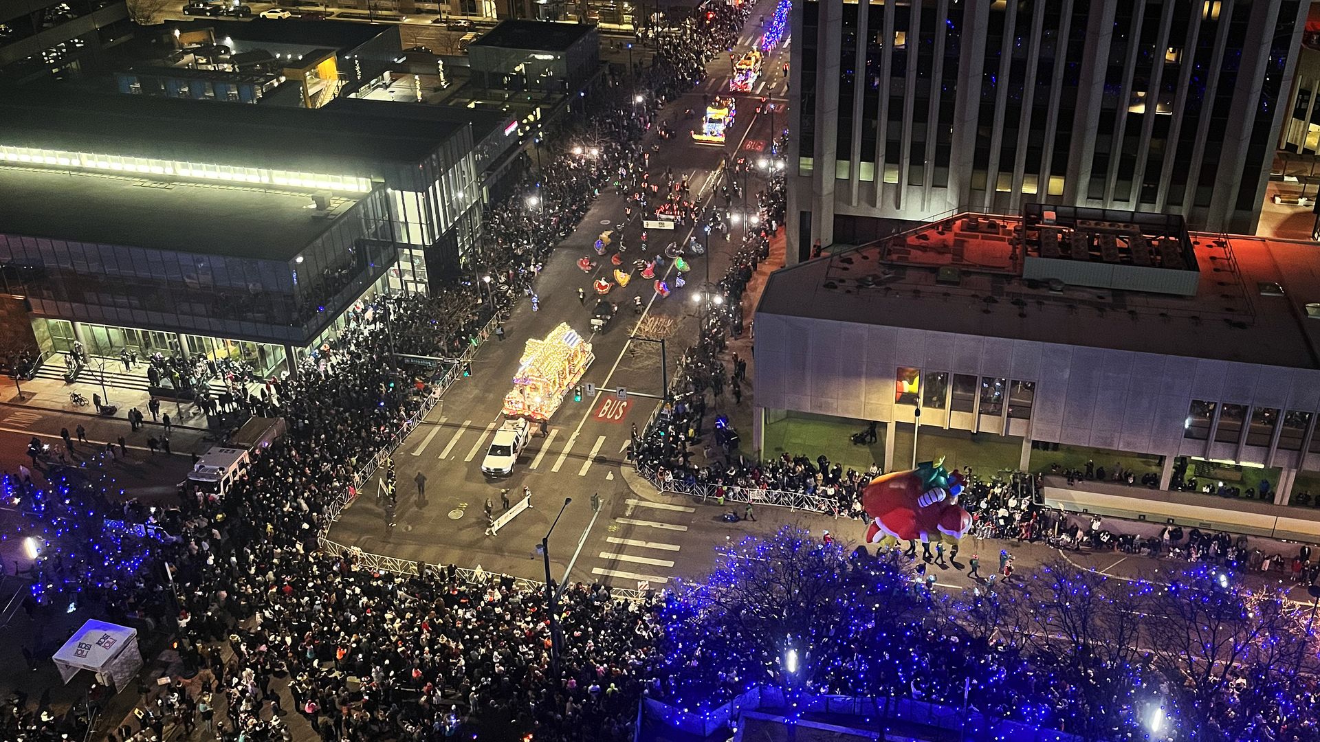Parade of lights in downtown Denver