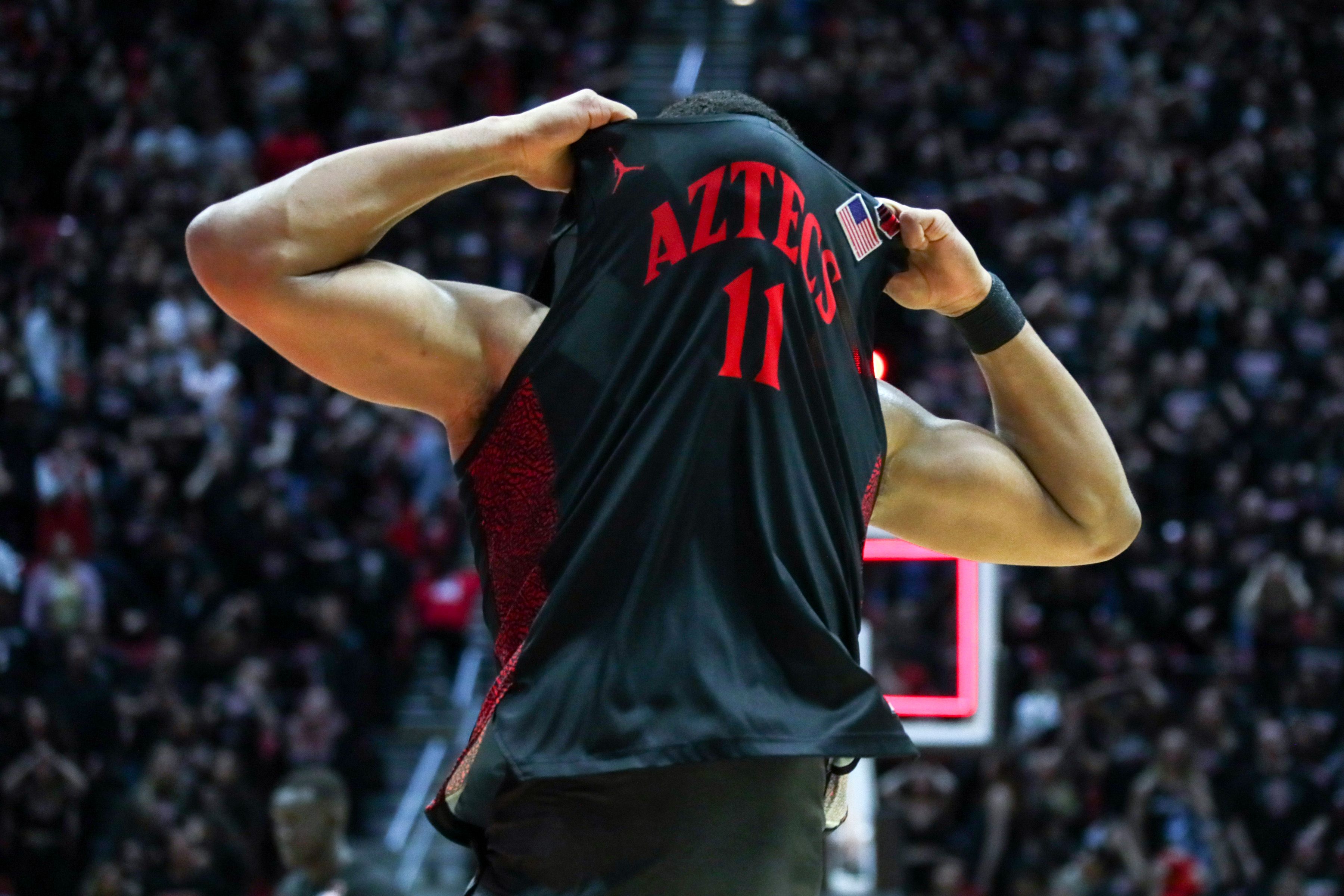 San Diego State player looking upset
