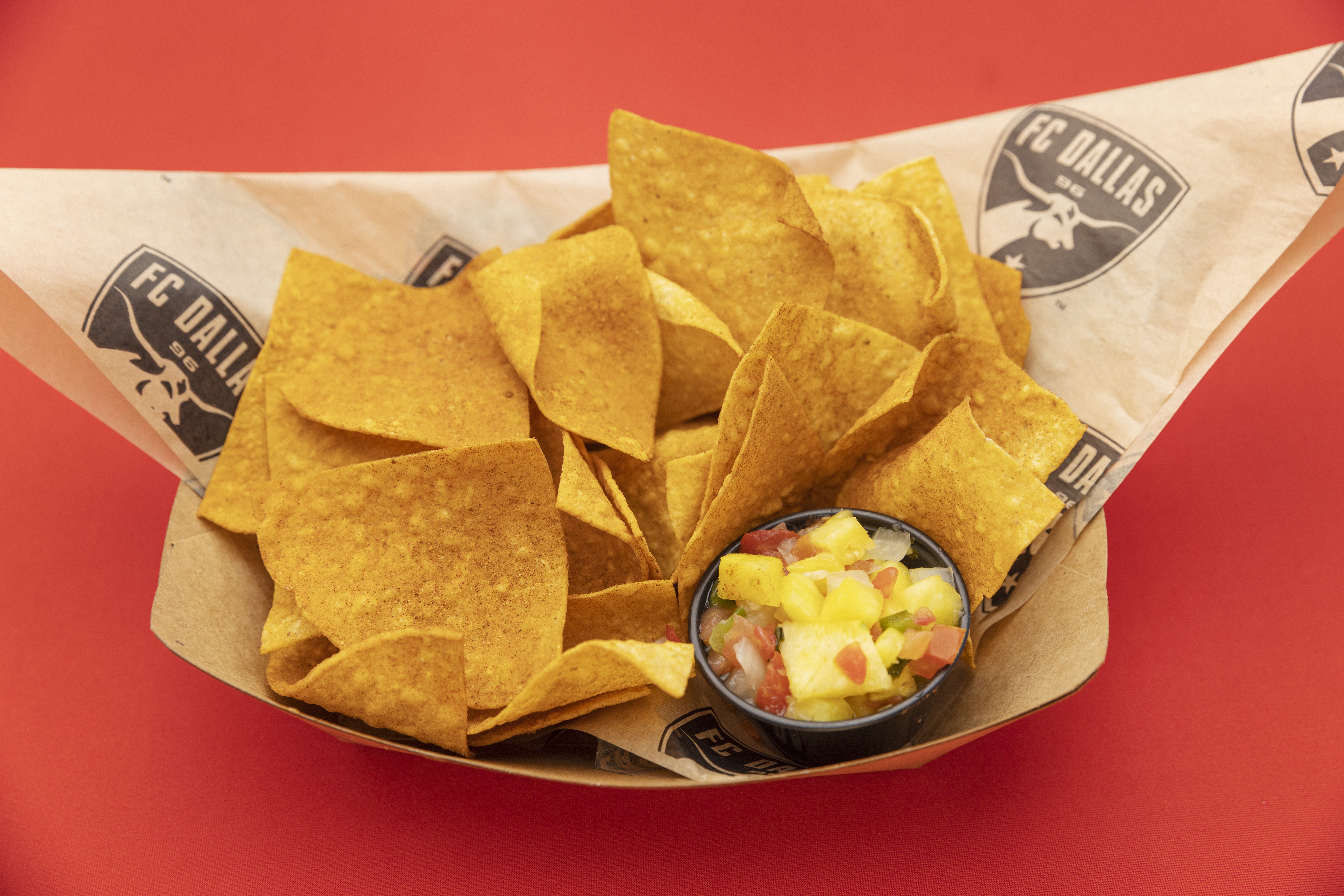 Flavored chips and pineapple salsa