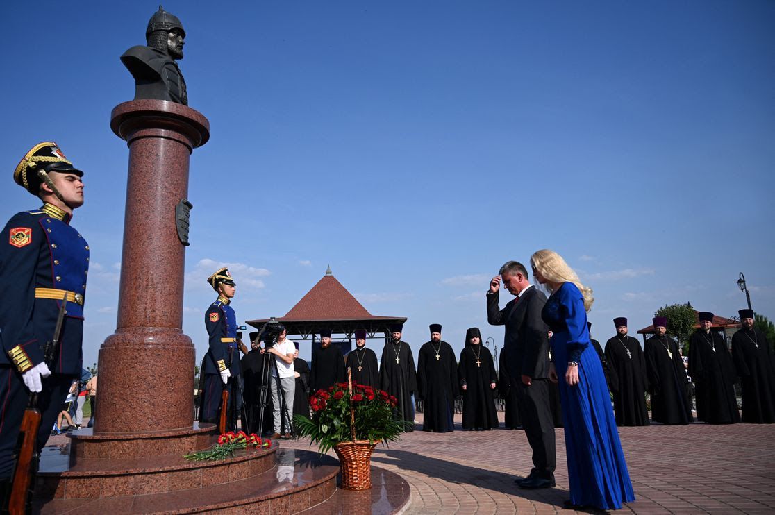 Vadim Krasnoselsky, the head of Transnistria, and his wife Svetlana attend Alexander Nevsky Church