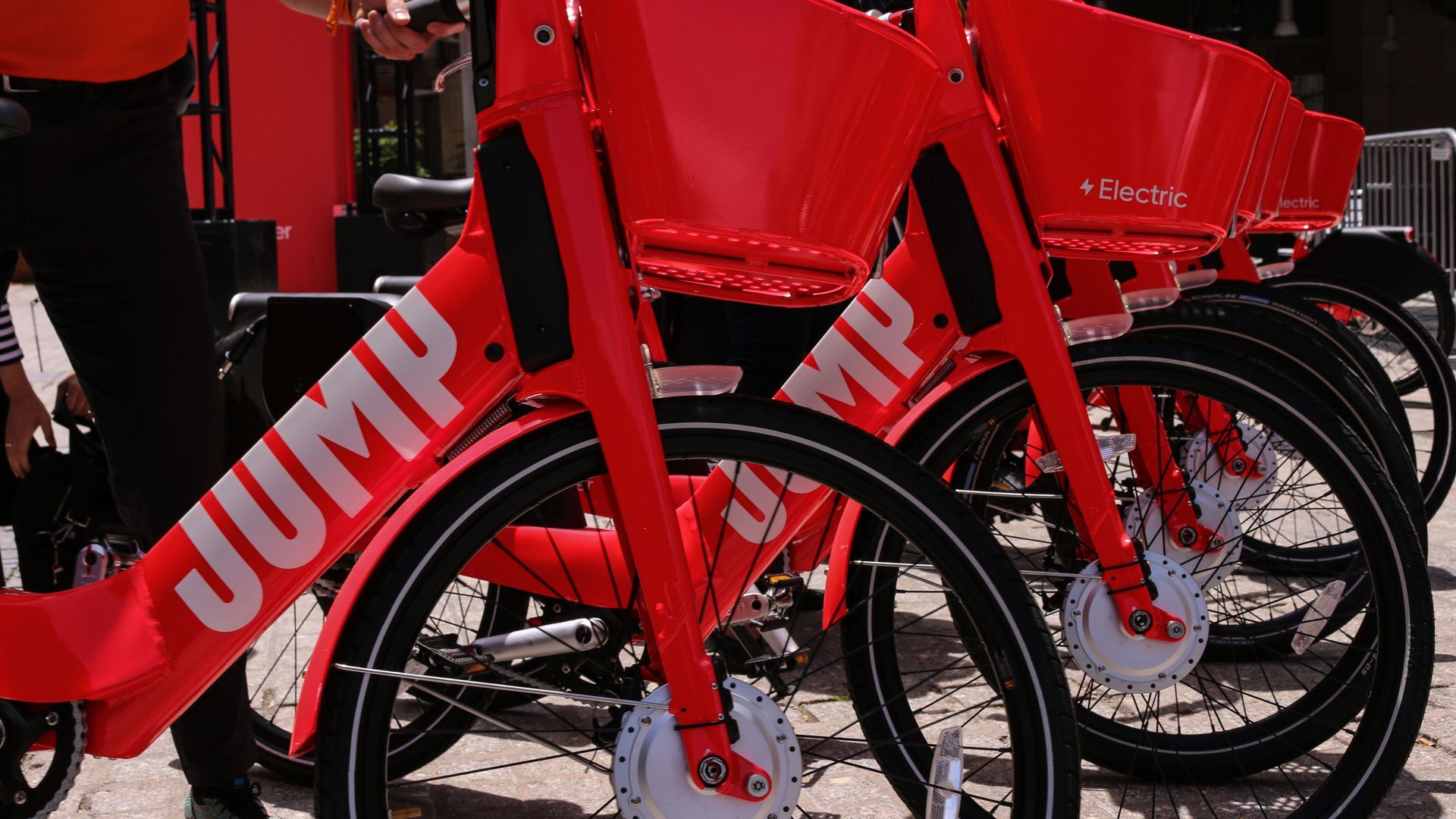 Photo of  bright red JUMP electric bikes