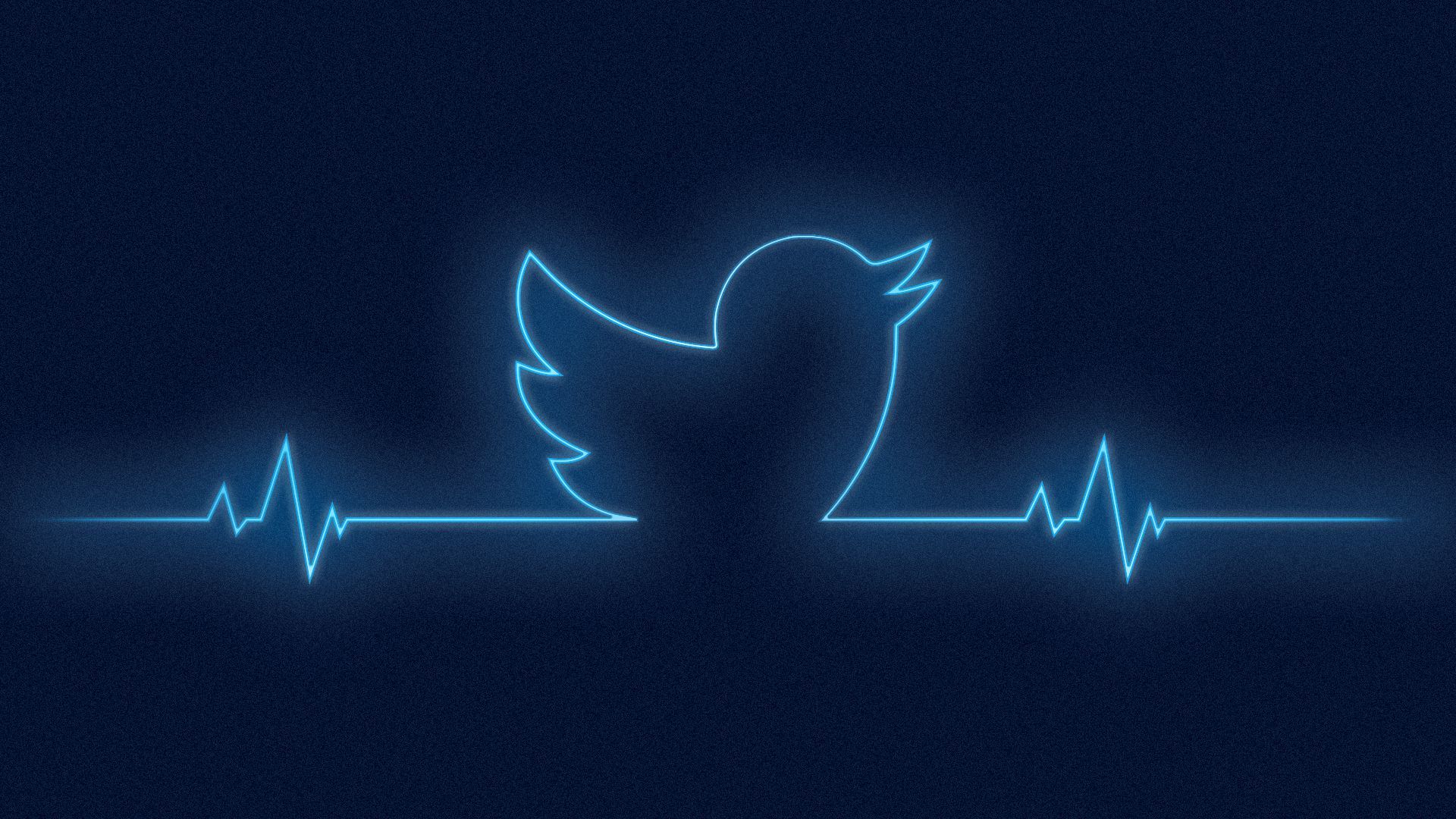 Illustration of a heartbeat line creating a partial twitter logo in between beats