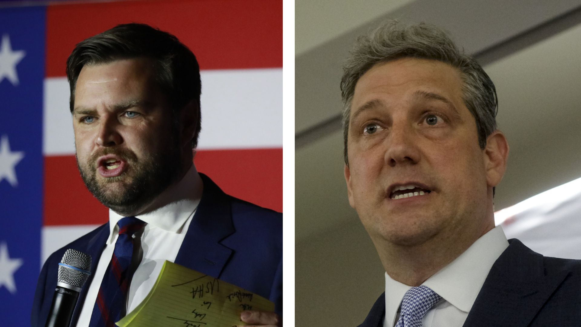 Combination images of Republican JD Vance and his Democratic rival Rep. Tim Ryan