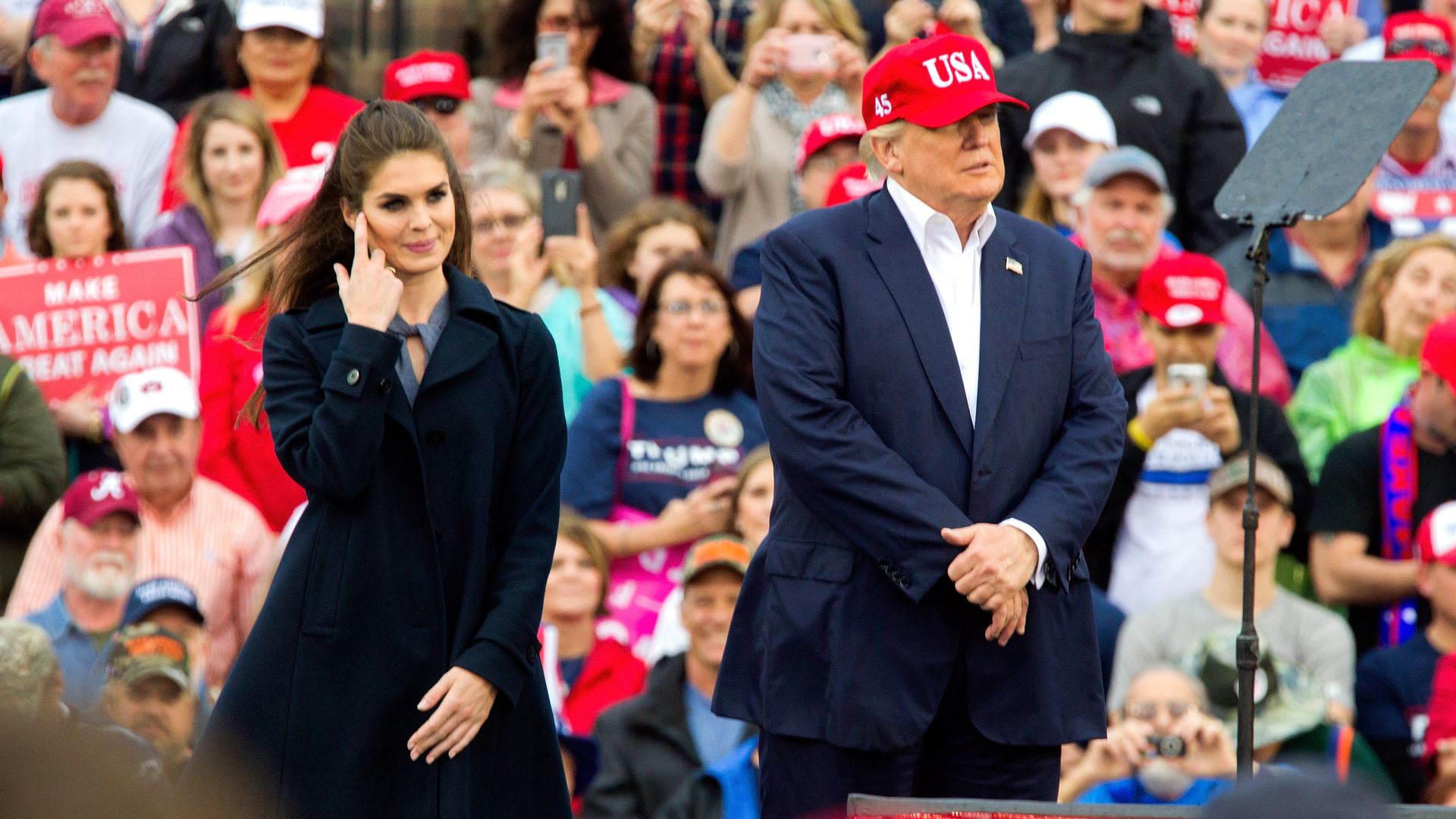 Hope Hicks with Trump at rally