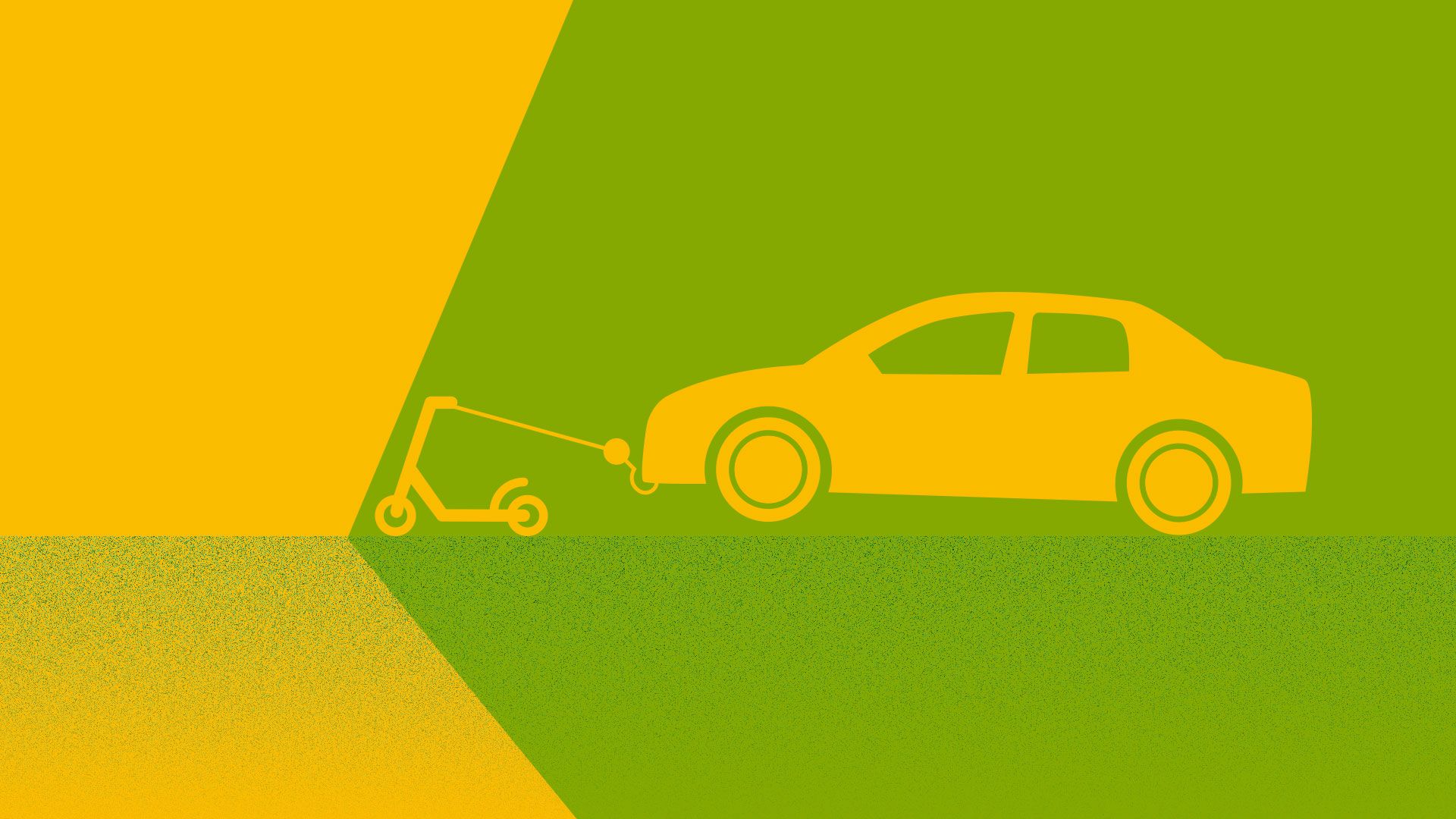 an electric scooter towing a car