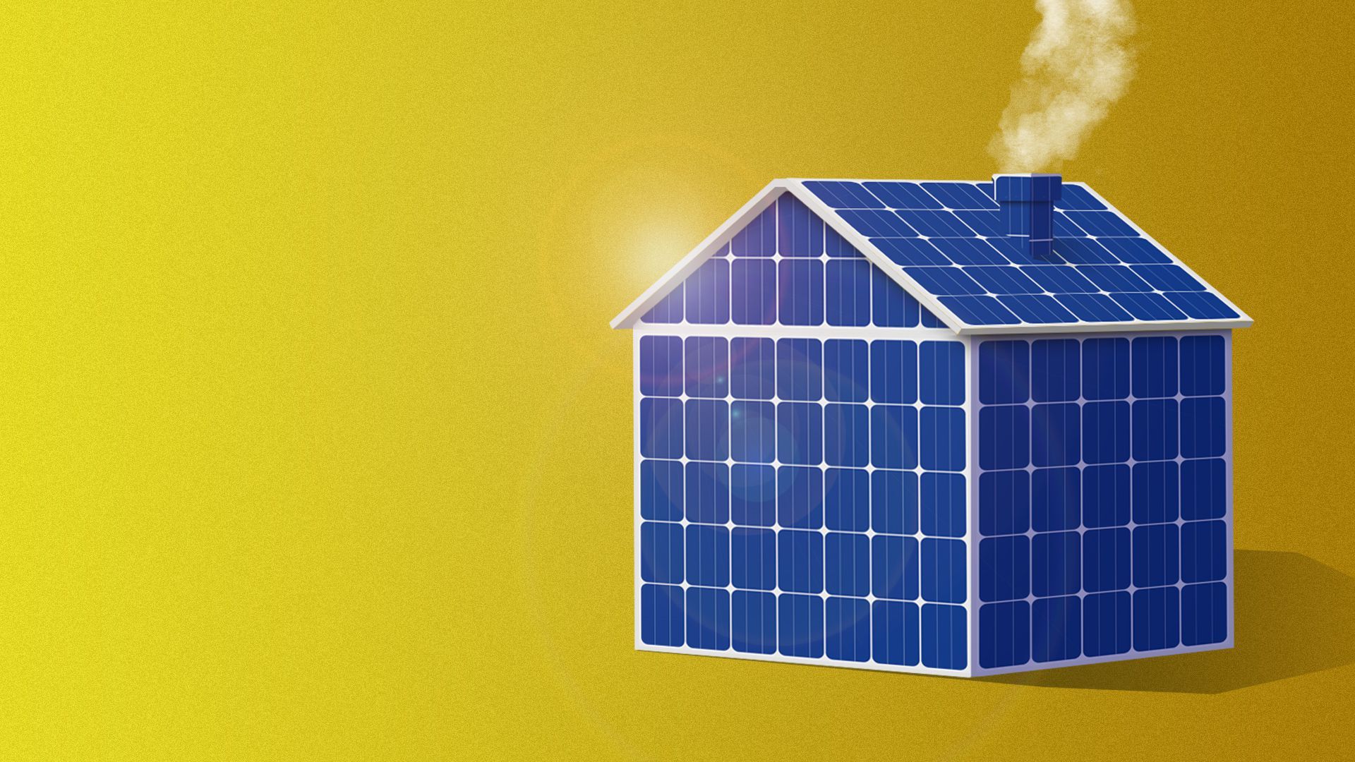 Illustration of a house made completely out of solar panels. 