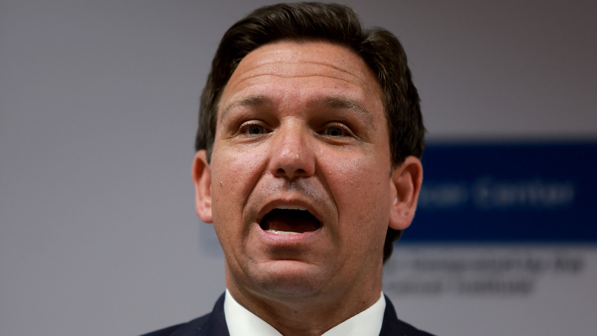 Florida Gov. Ron DeSantis speaks during a press conference at the University of Miami Health System.