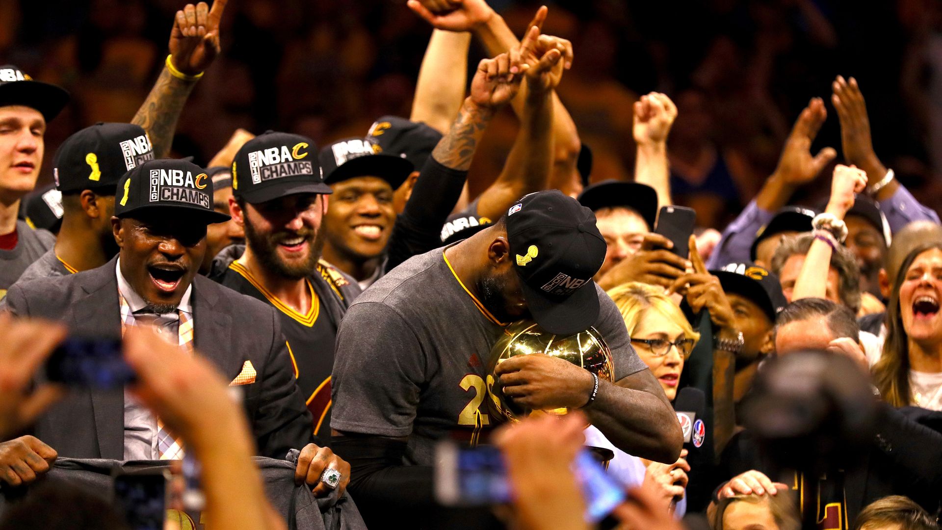 LeBron James and the Cavaliers celebrating