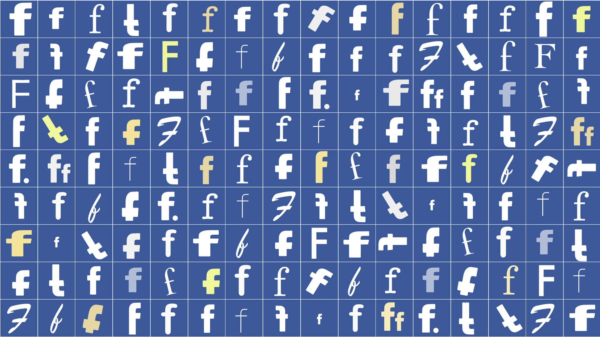An illustration of the Facebook letter "F" logo intermingled with lots of other "F"s